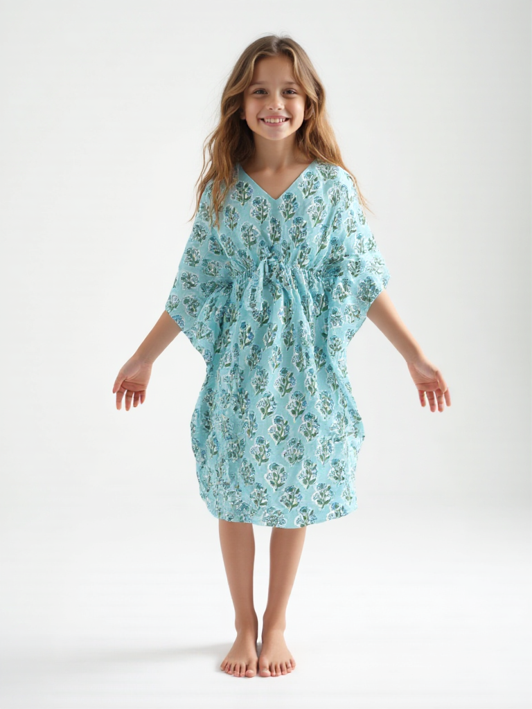 Bellino Blue Kids Cotton Kaftan Dress Store Credit