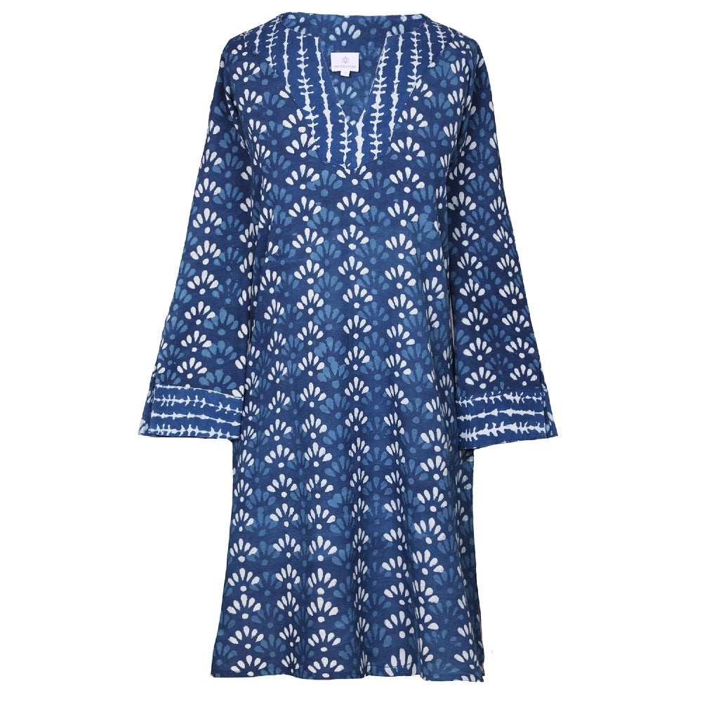 Mary Natural Indigo Dyed Block Printed Tunic Store Credit Only