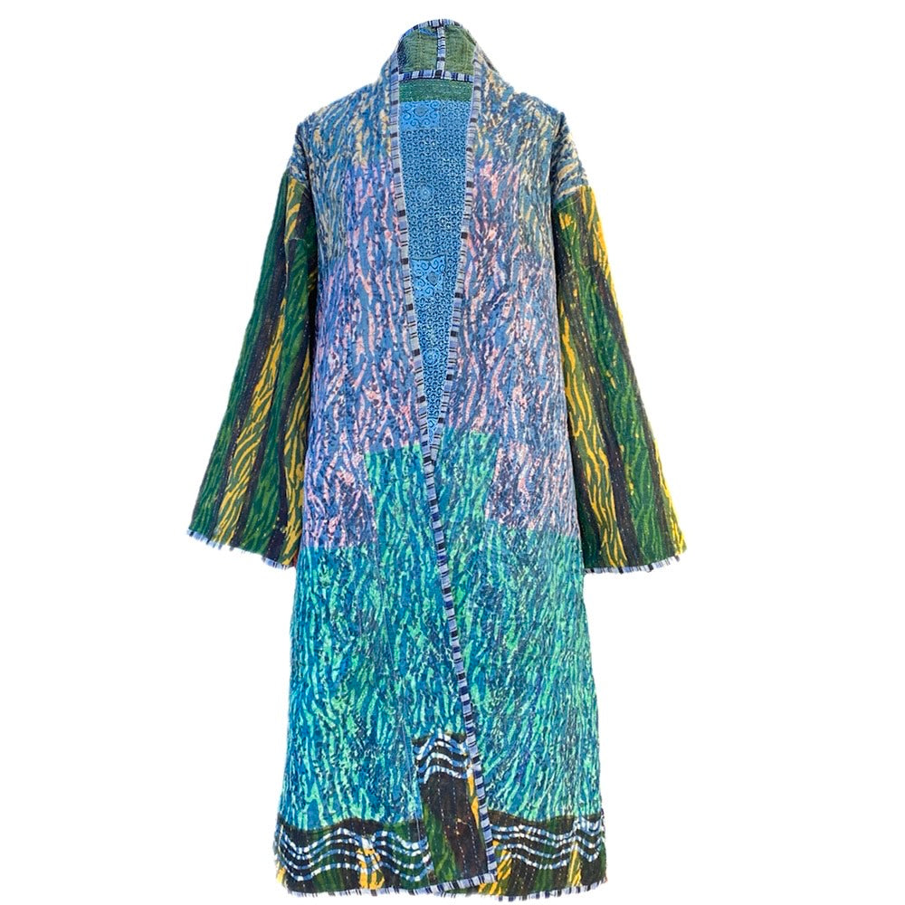 Elodea Indigo Cotton Kantha Coat ONE OF KIND