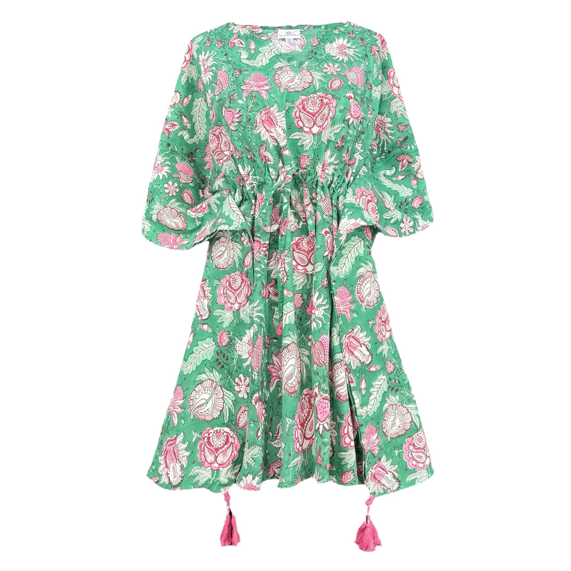 Capri Green Floral Short Kaftan