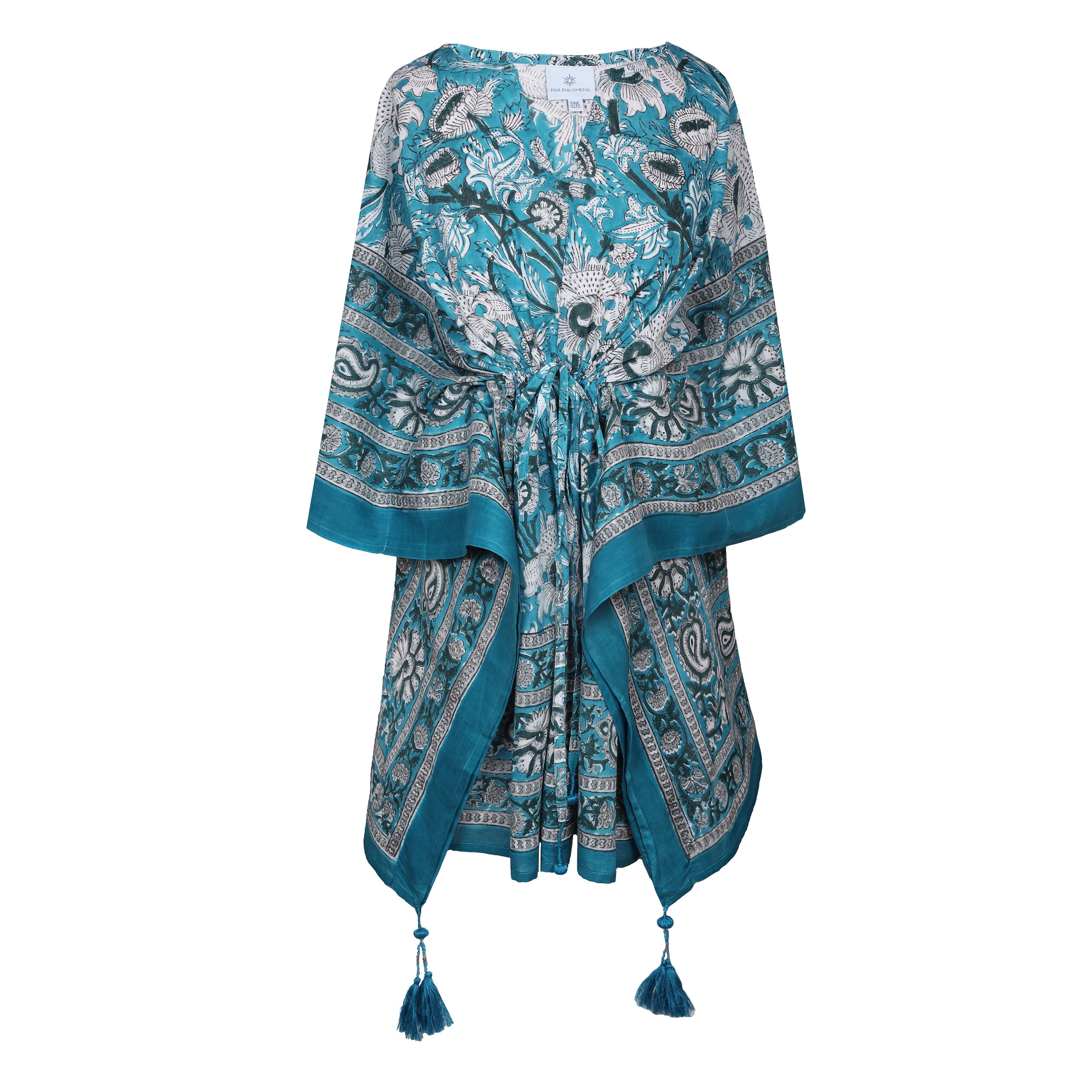 Aegean Blue Floral Short Kaftan