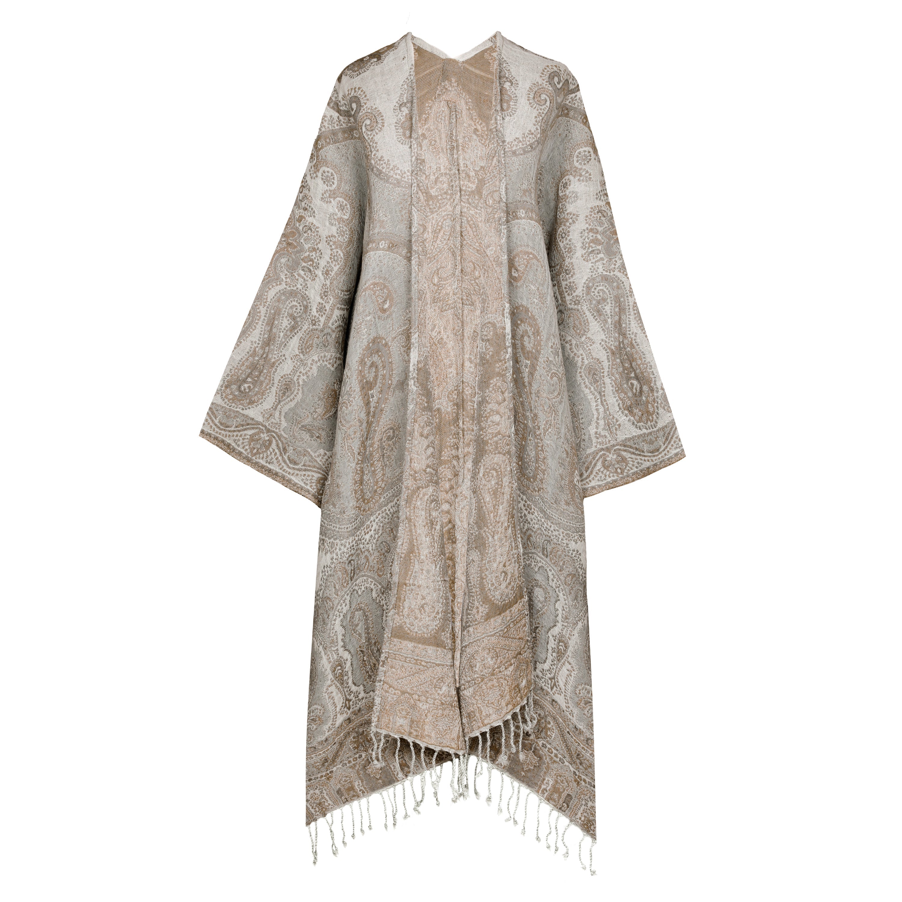 Brunellino Paisley Boiled Wool Kimono Coat