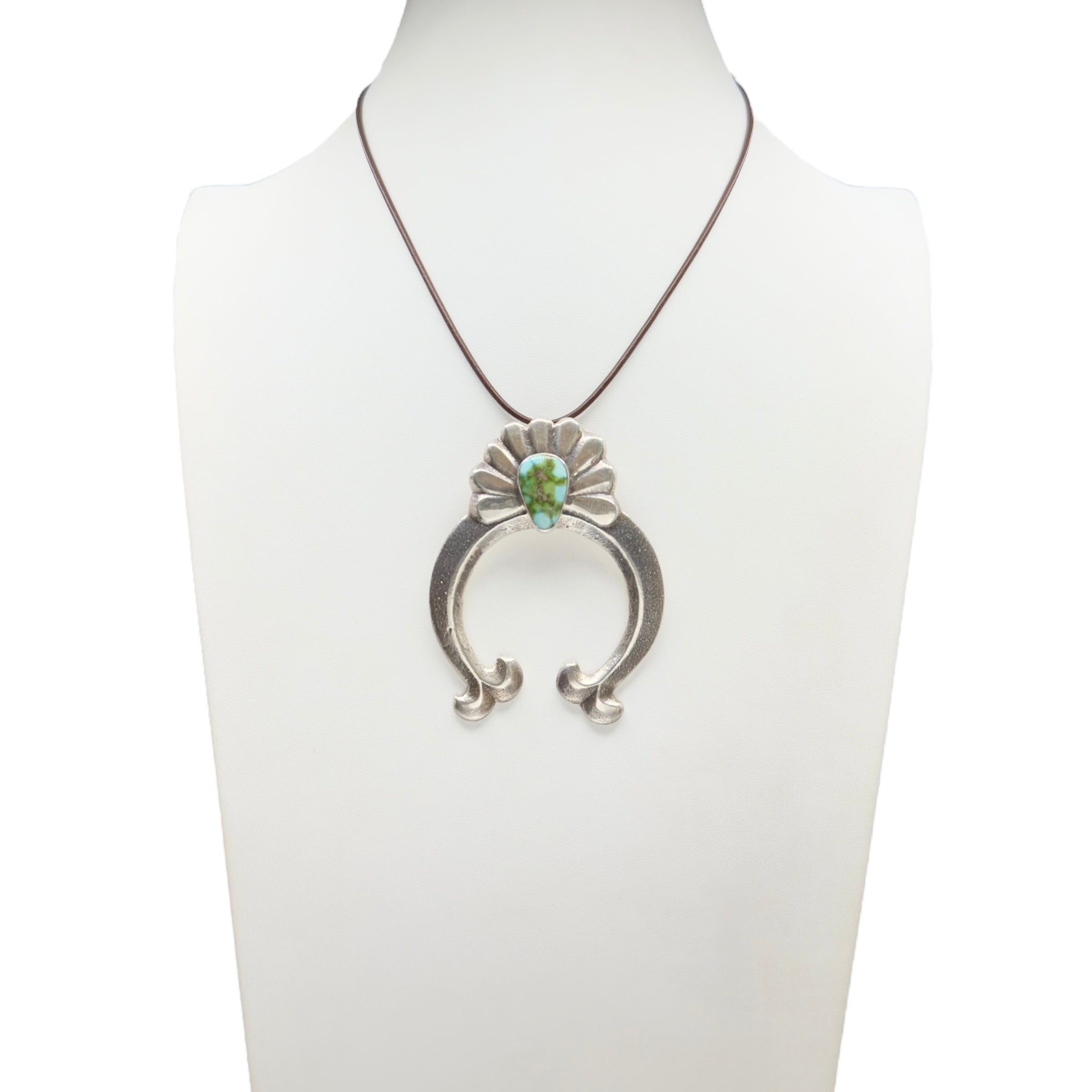 Royston Turquoise and Silver Navajo Naja Necklace