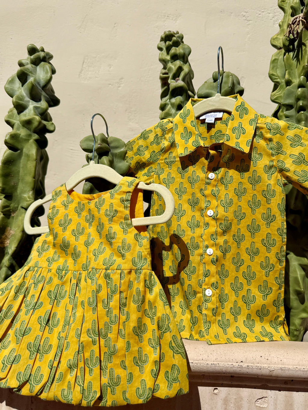 Prickly Pax Cactus Yellow Baby Button up Shirt