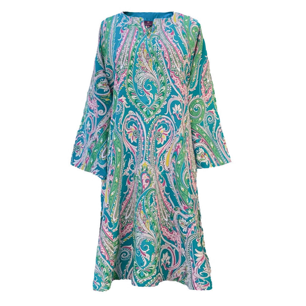 Teal Principessa Italian Silk Midi Tunic