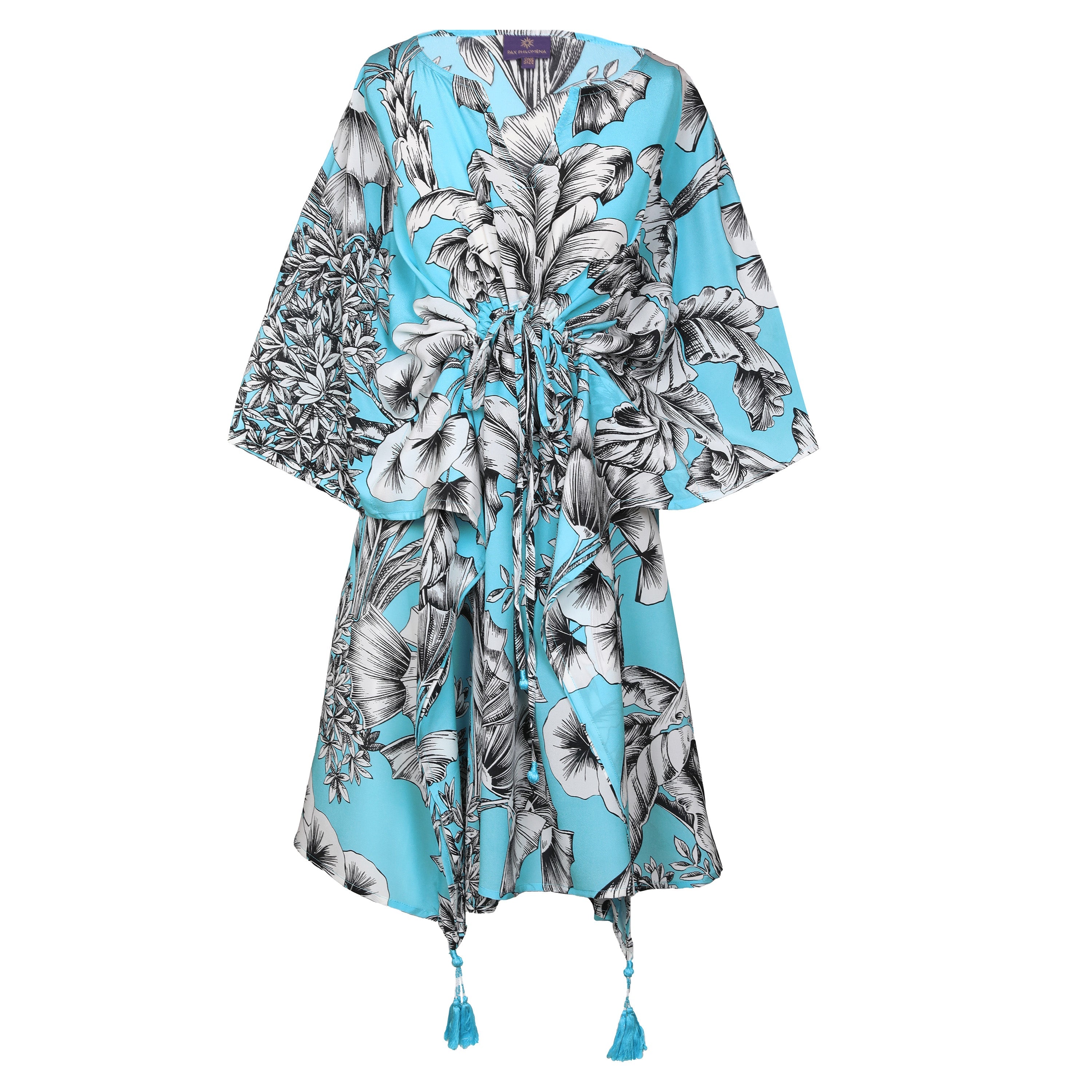 Giardino Azzurro Italian Silk Midi Dress