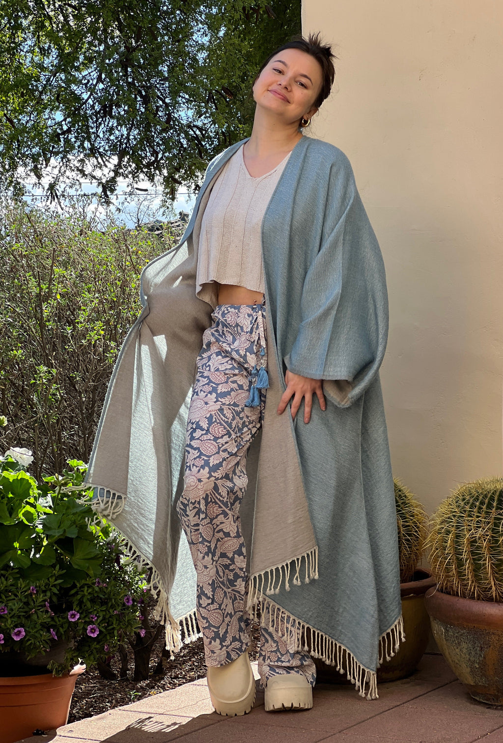 Laura Pewter Floral Cotton Lounge Pants Final Sale