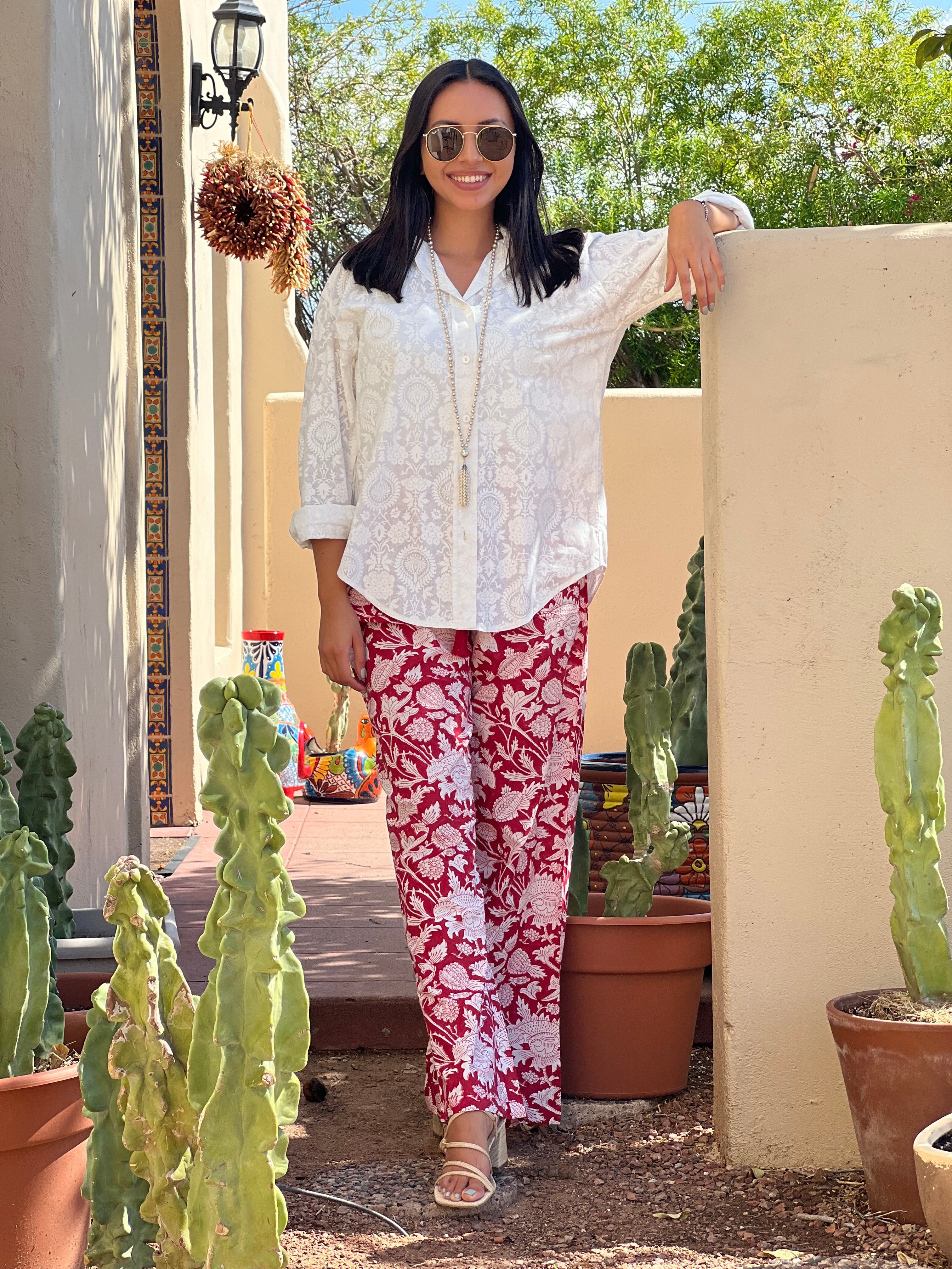 Laura Floral Cotton Lounge Pants Store Credit Only