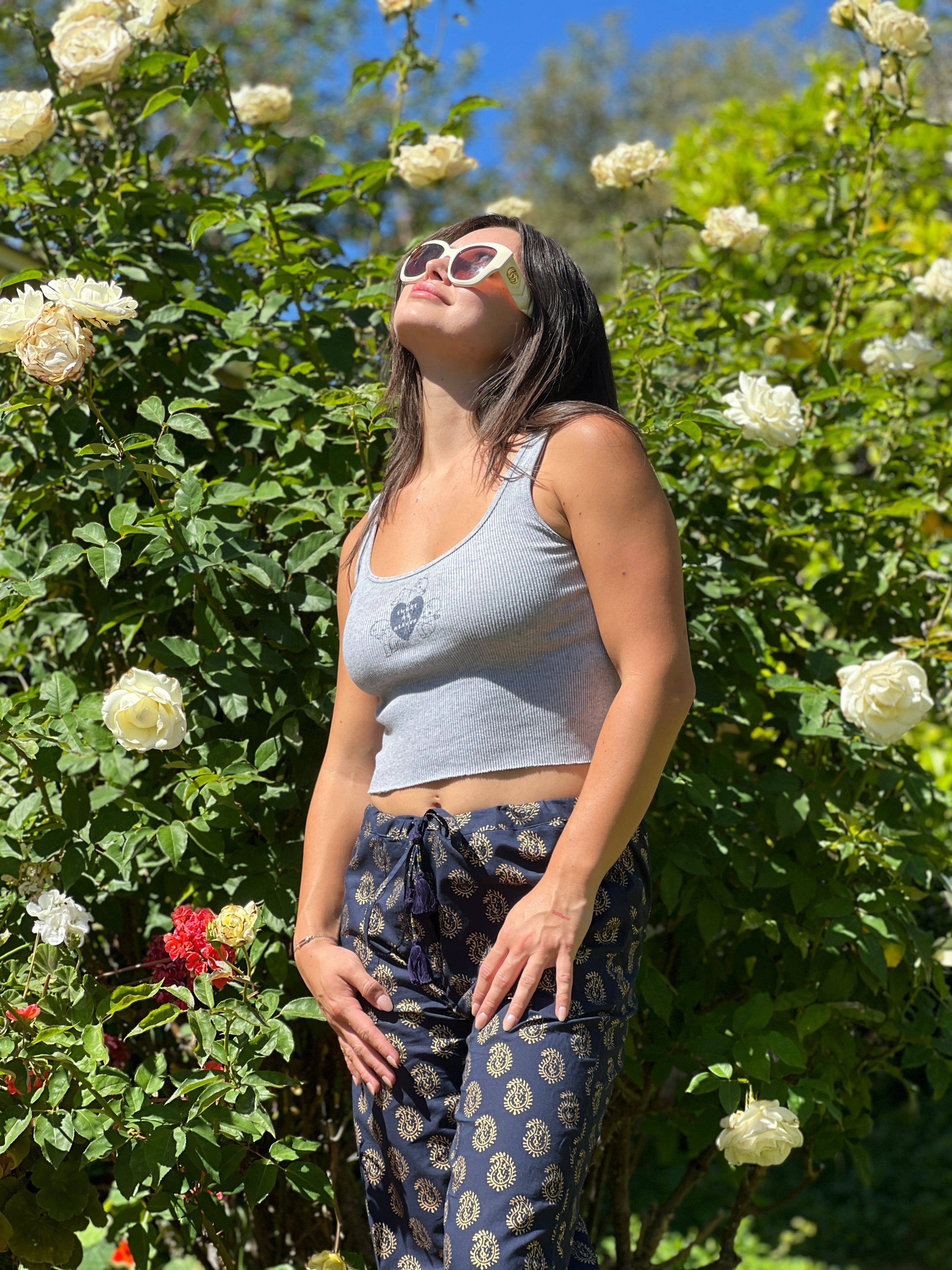 Nefertiti Navy Paisley Cotton Lounge Pant Store Credit