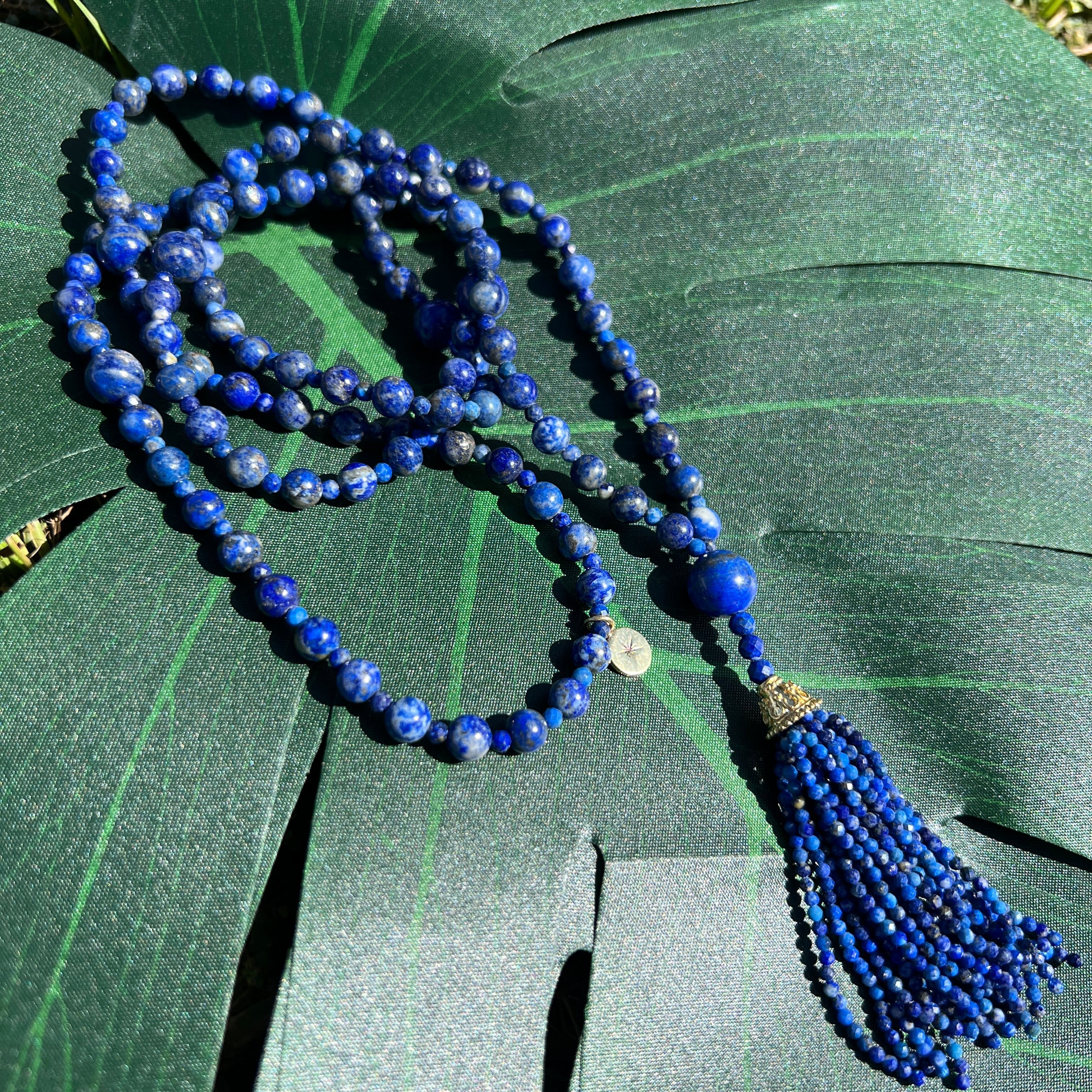 Semi Precious Lapis Lazuli Mala Necklace