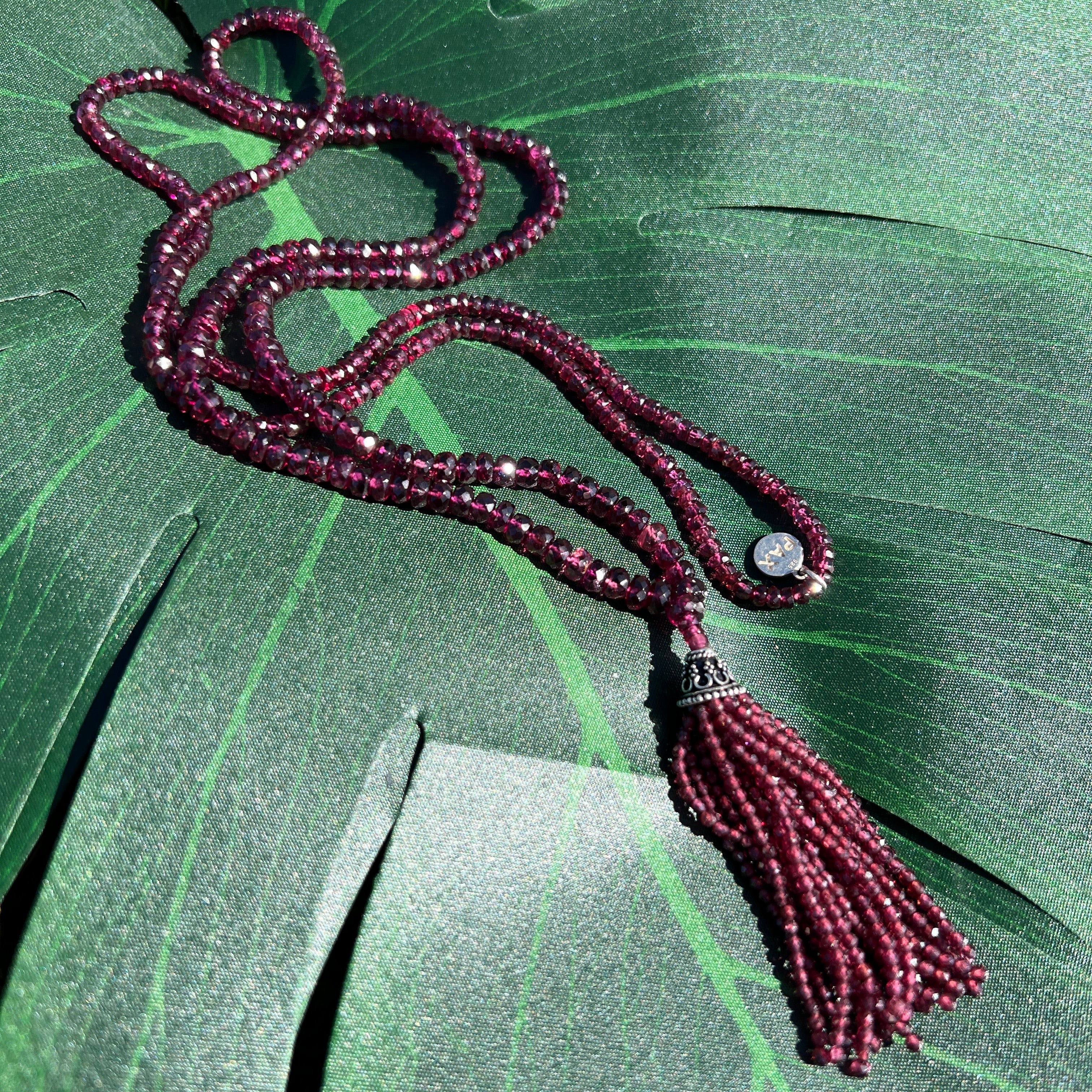 Rare Faceted Rhodolite Garnet Mala Necklace