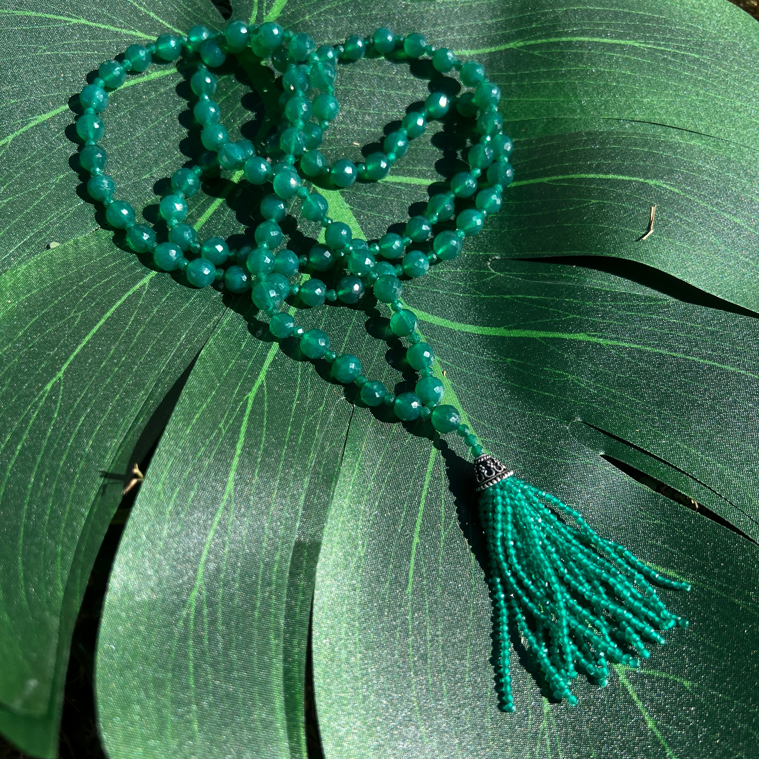 Faceted Green Onyx Mala Necklace Rare