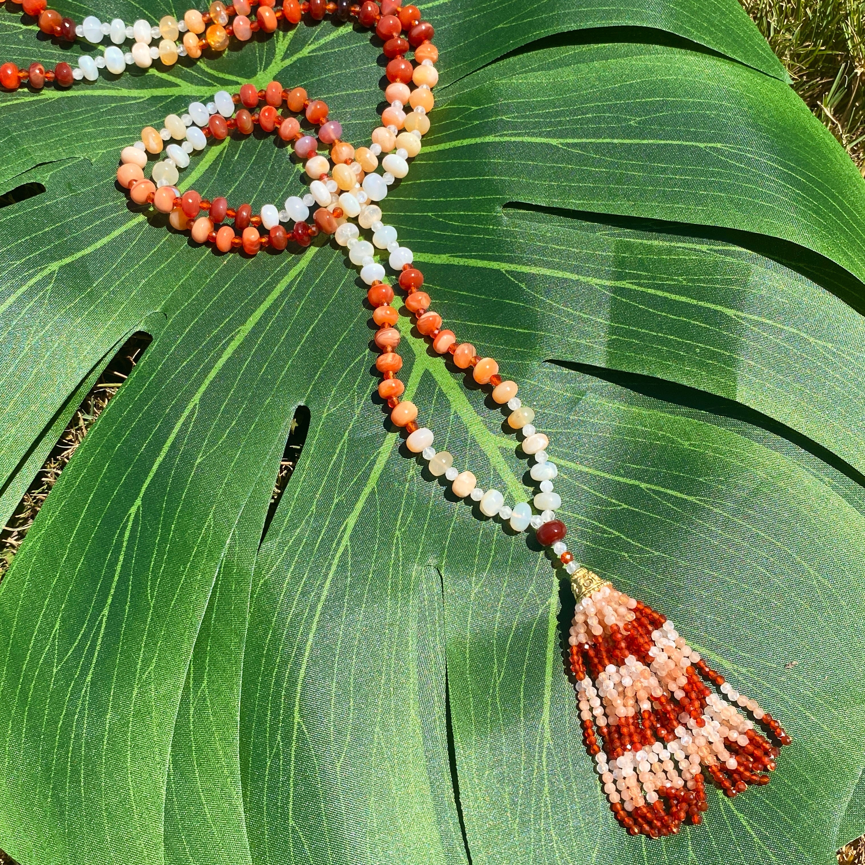 Rare Fire Opal Mala Necklace
