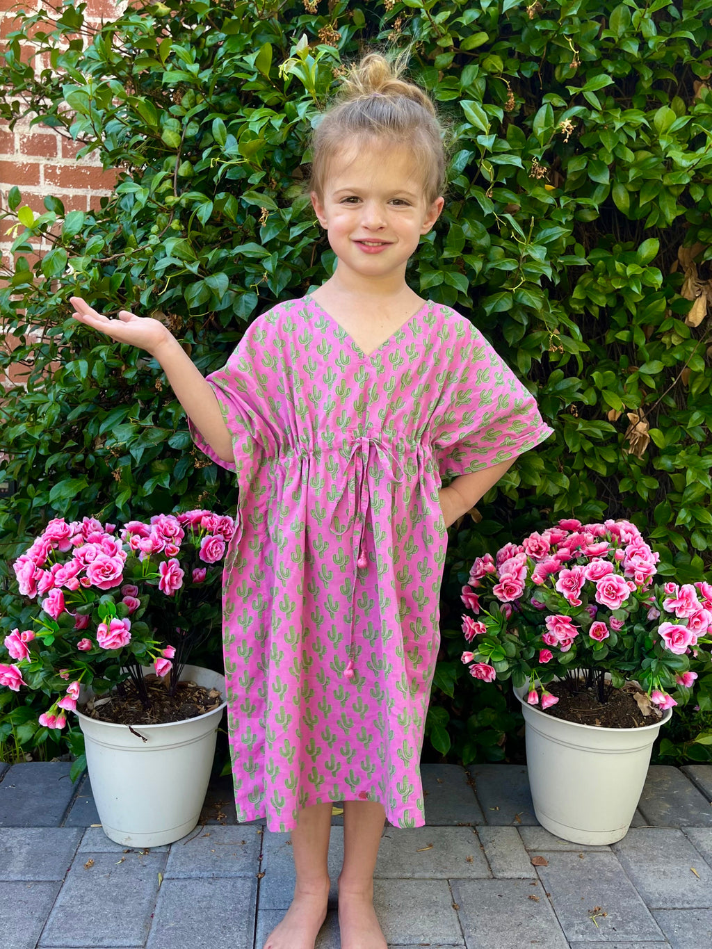 Pink Cactus Kids Cotton Kaftan Dress