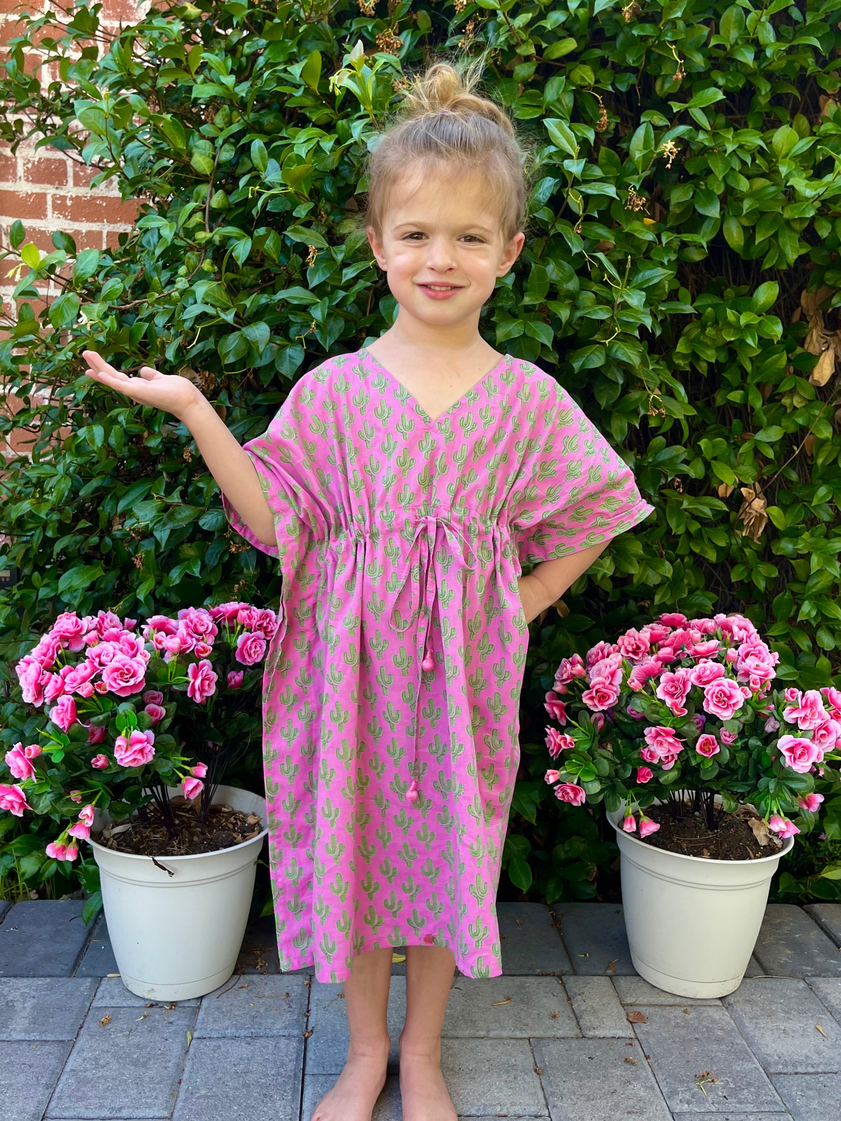 Pink Cactus Kids Cotton Kaftan Dress