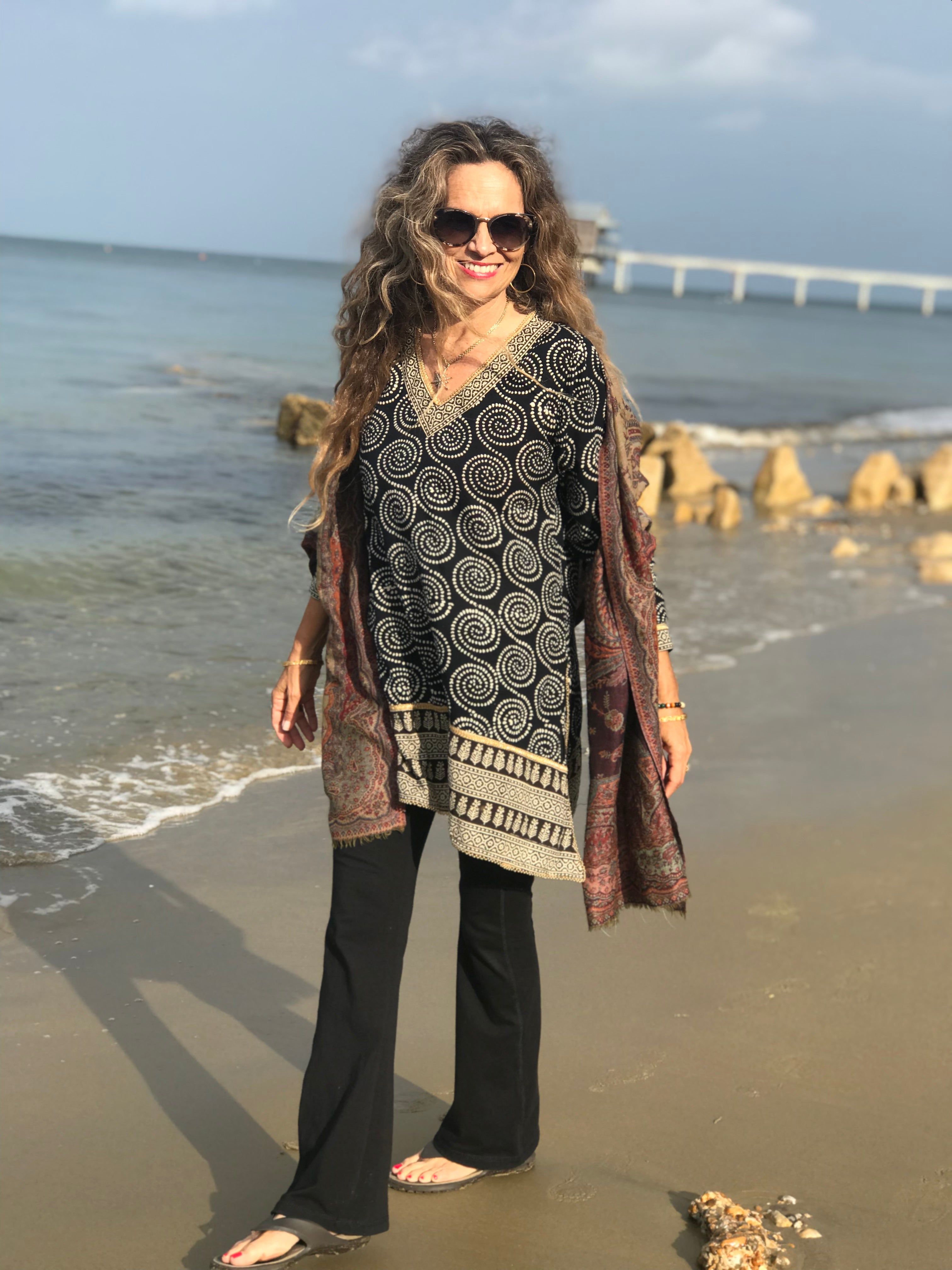 Karma Black Beaded Cotton Tunic