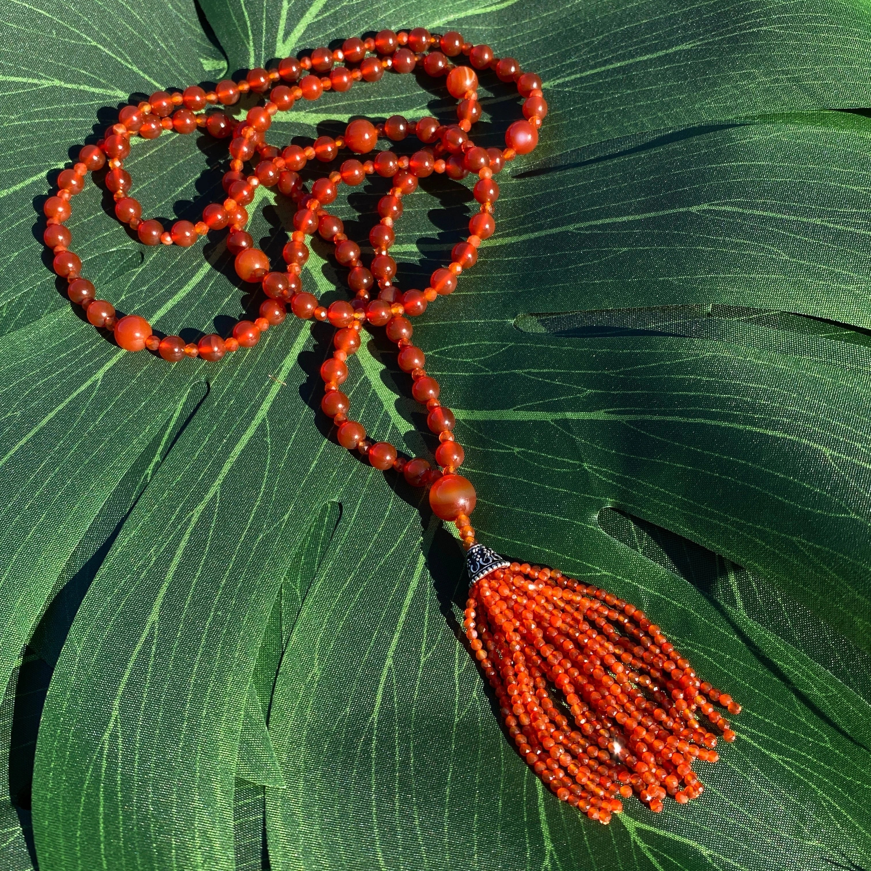 Semi Precious Carnelian Mala Necklace