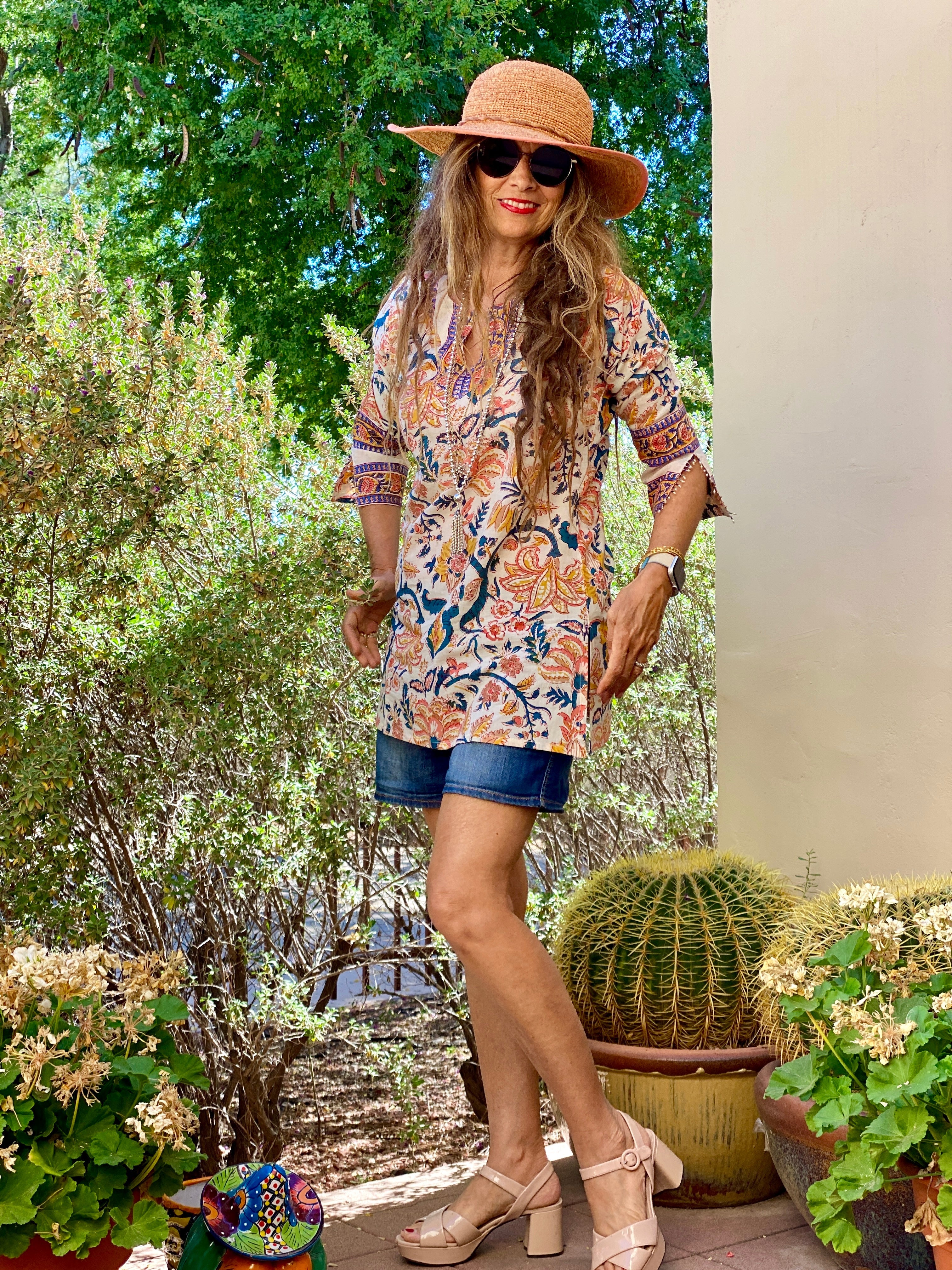 Angela Floral Cotton Tunic