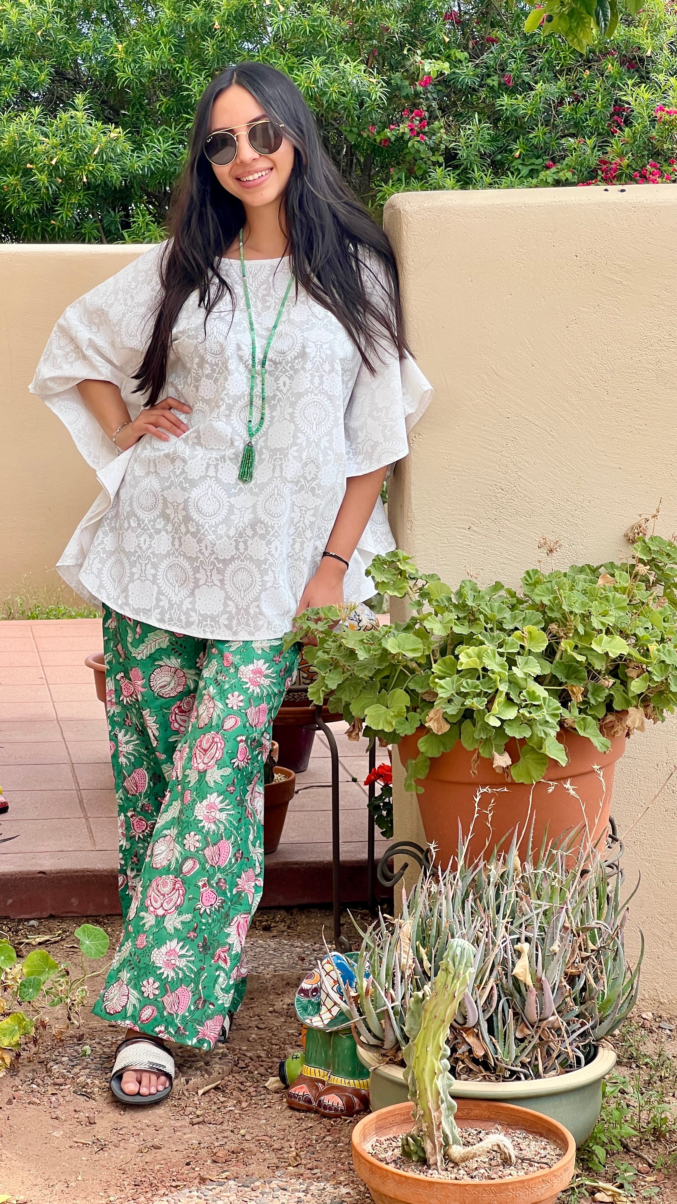 Capri Green Floral Lounge Pants