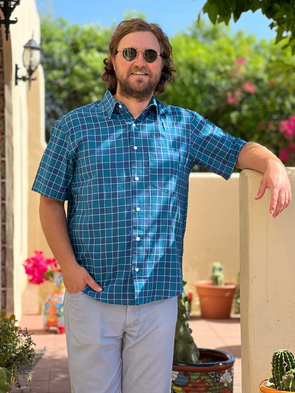 Blue Bayou Plaid Men's Cotton Shirt