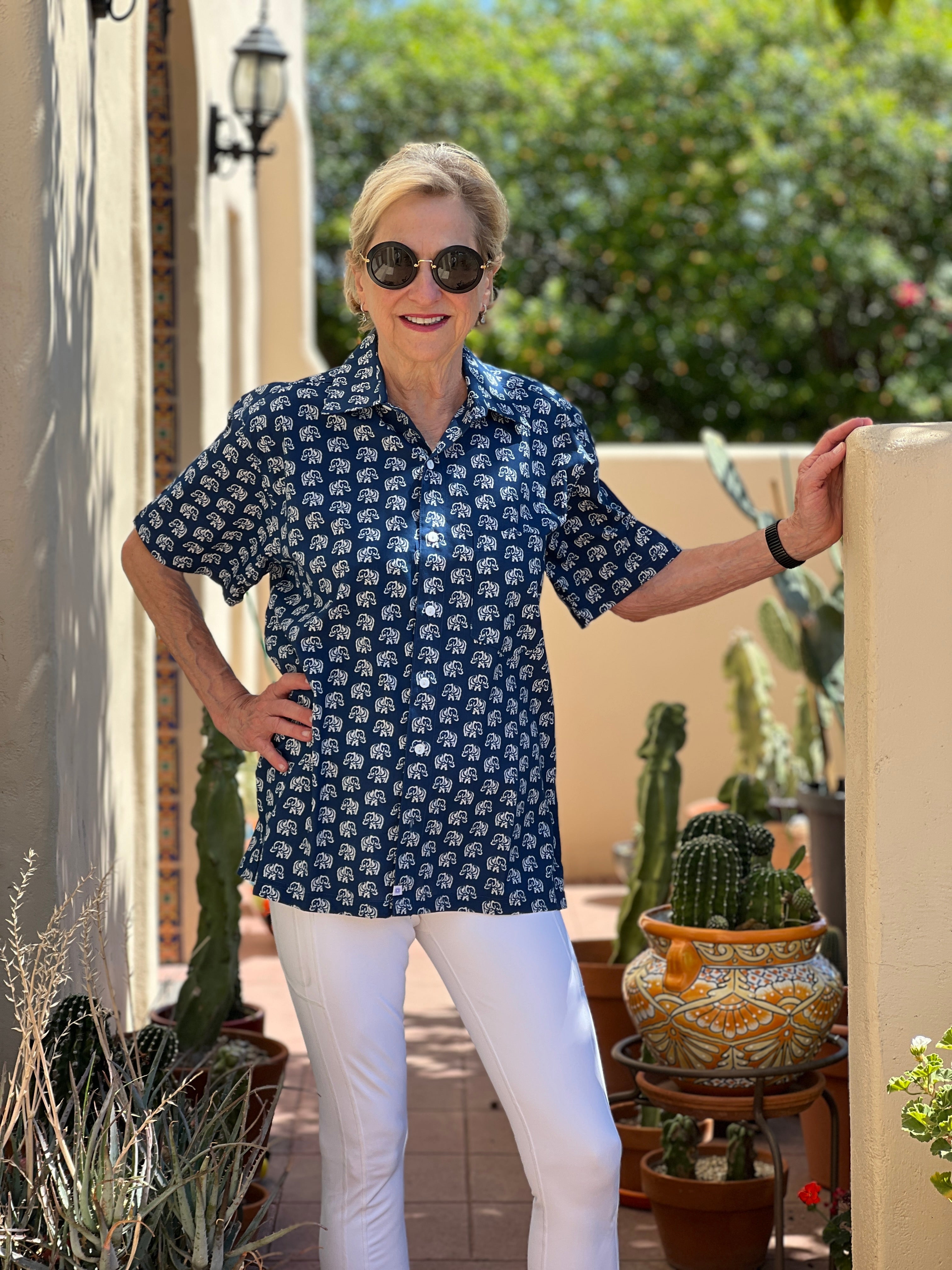 Navy Raja Short Sleeve Men's Shirt