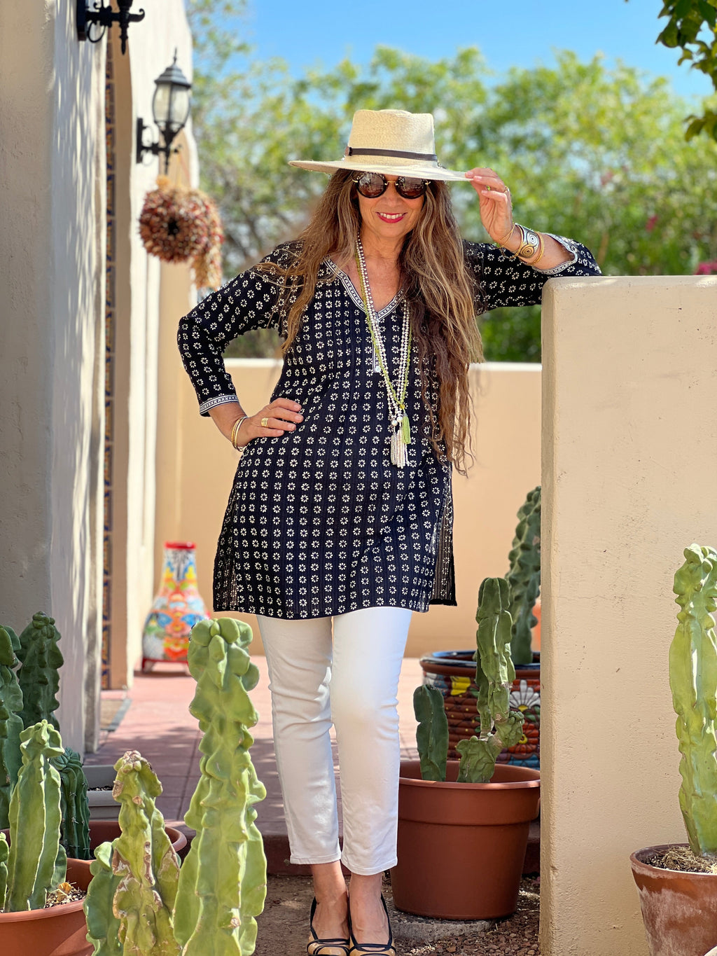 Manisha Black Floral Cotton Tunic