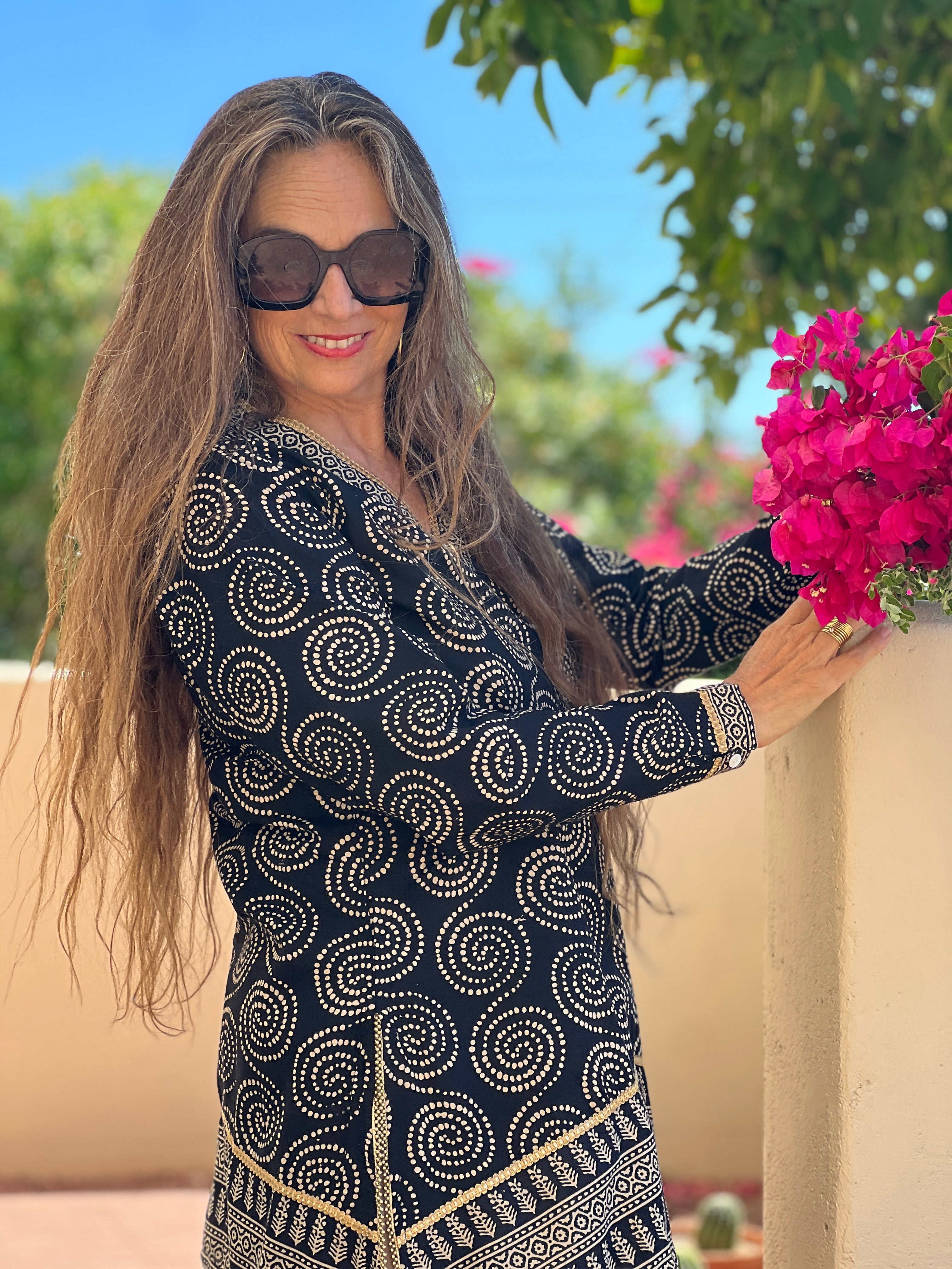 Karma Black Beaded Cotton Tunic