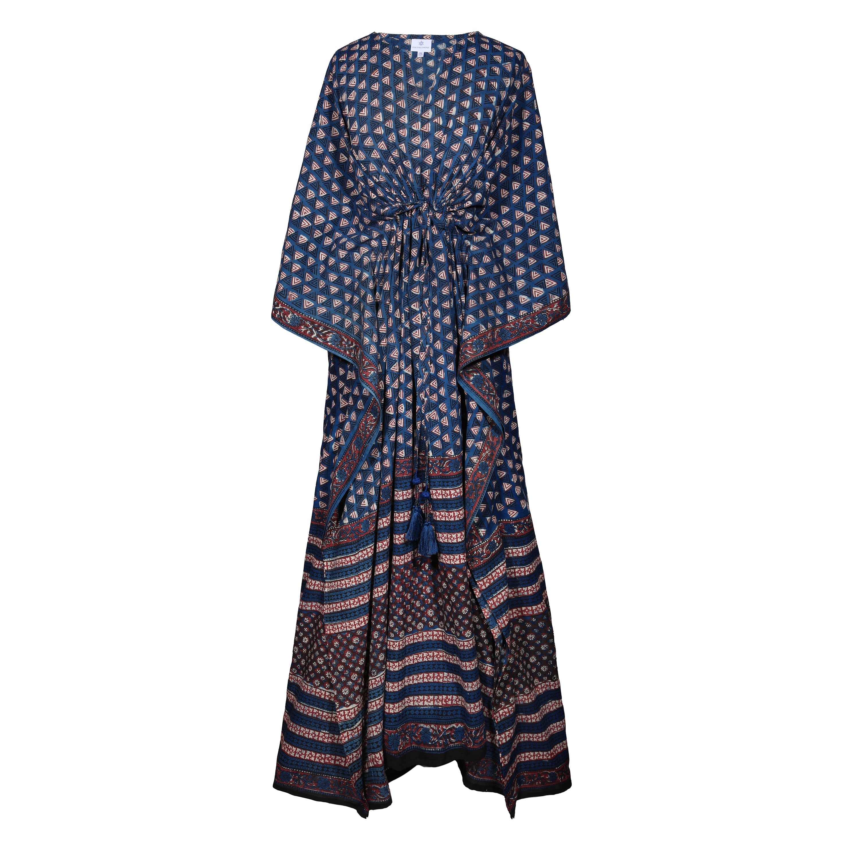 Indira Natural Indigo Maxi Kaftan Dress