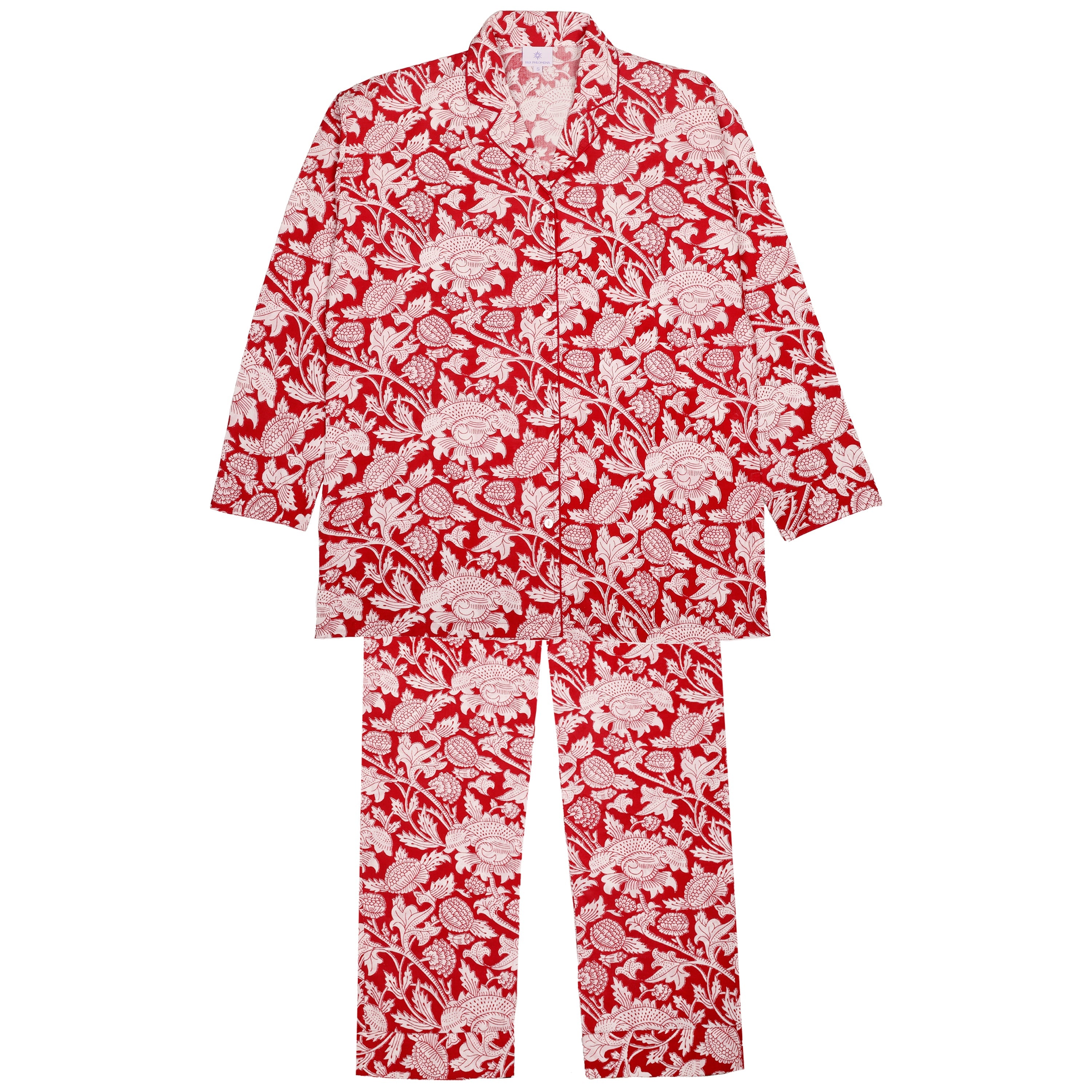 Laura Red Floral Cotton Pajamas Long Sleeve Store Credit