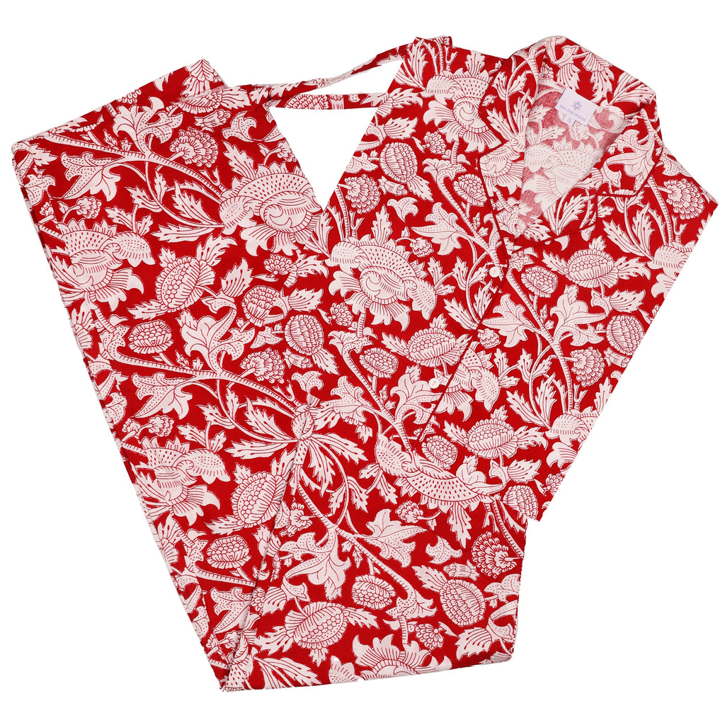 Laura Red Floral Cotton Pajamas Long Sleeve Store Credit