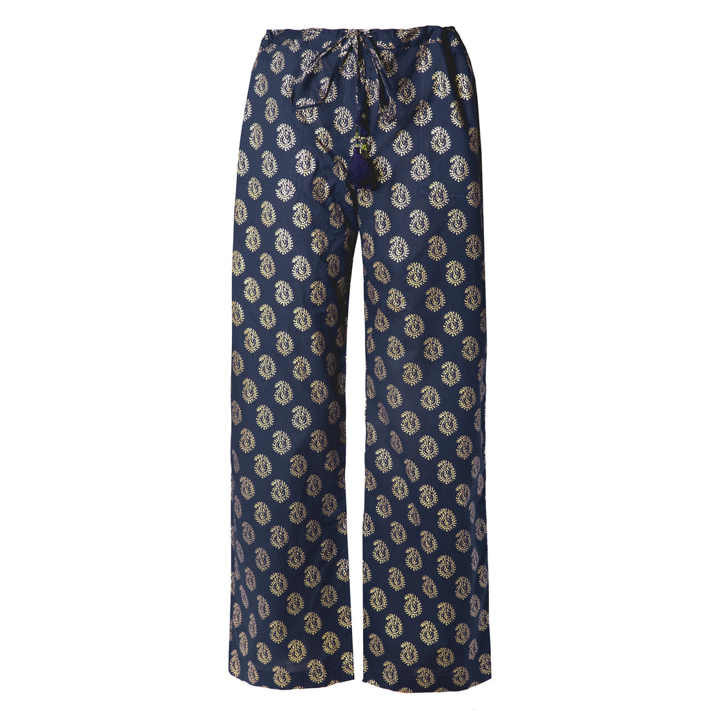 Nefertiti Navy Paisley Cotton Lounge Pant Store Credit