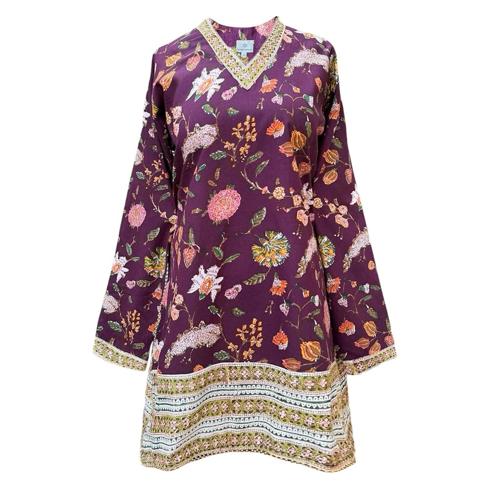 Alex Plum Floral Cotton Tunic
