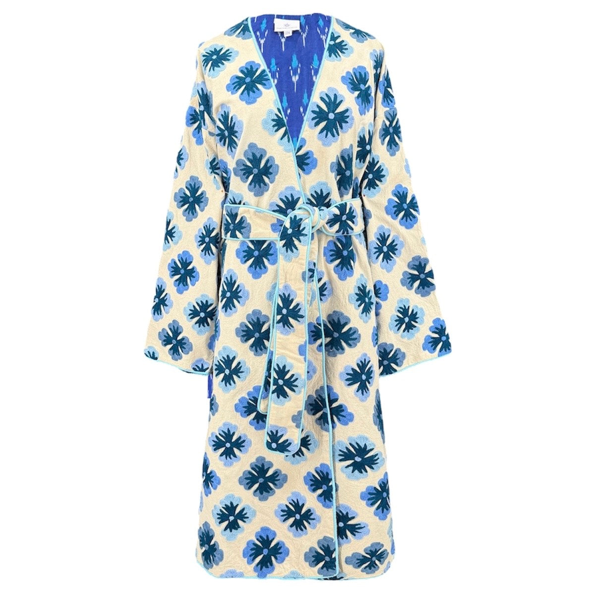 Scaramouche Suzani Blue Floral Coat One of a Kind
