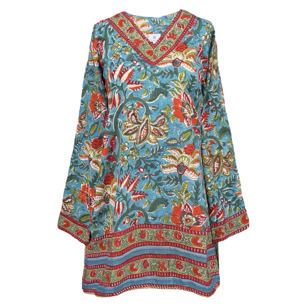 Fleury Blue Floral Cotton Tunic