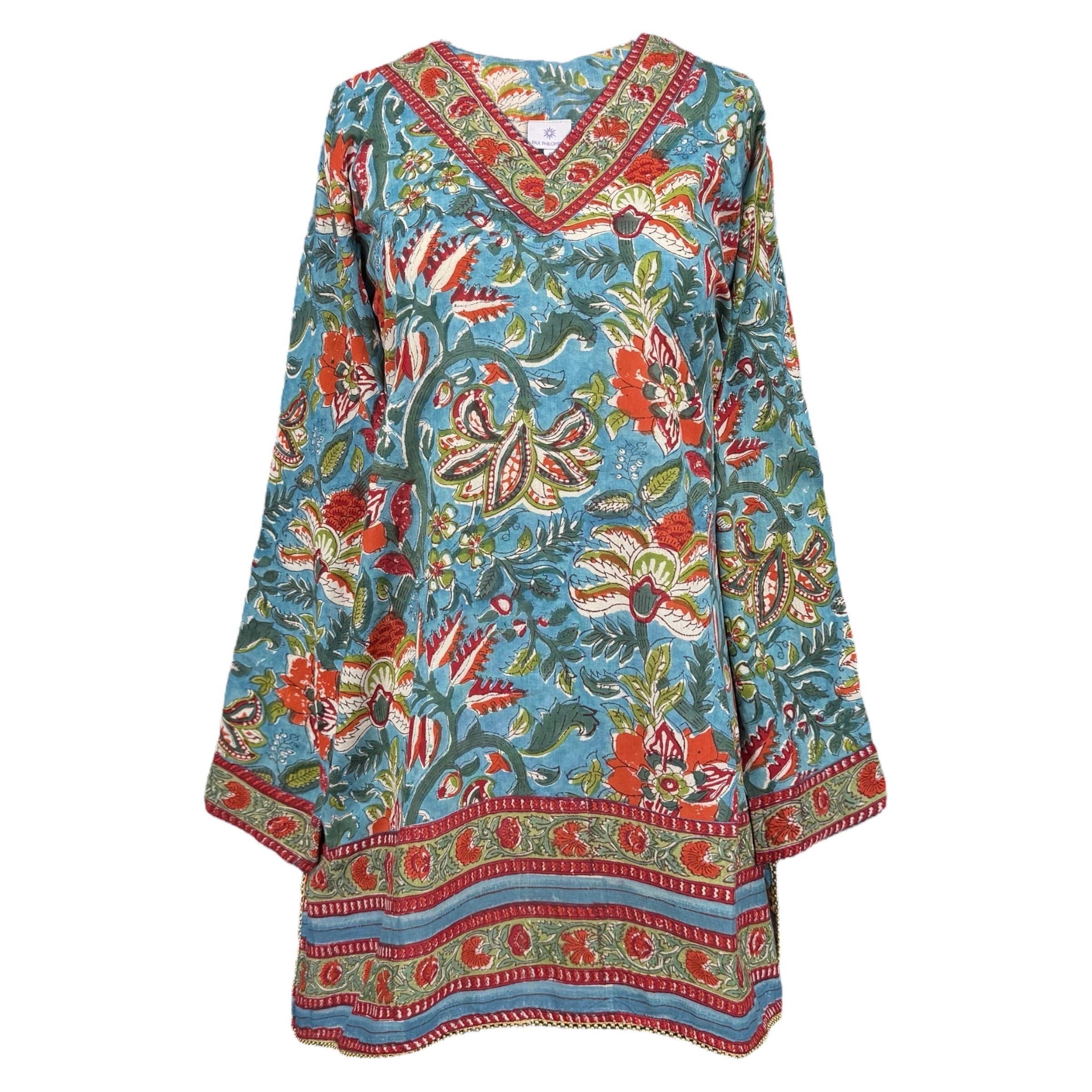 Fleury Blue Floral Cotton Tunic