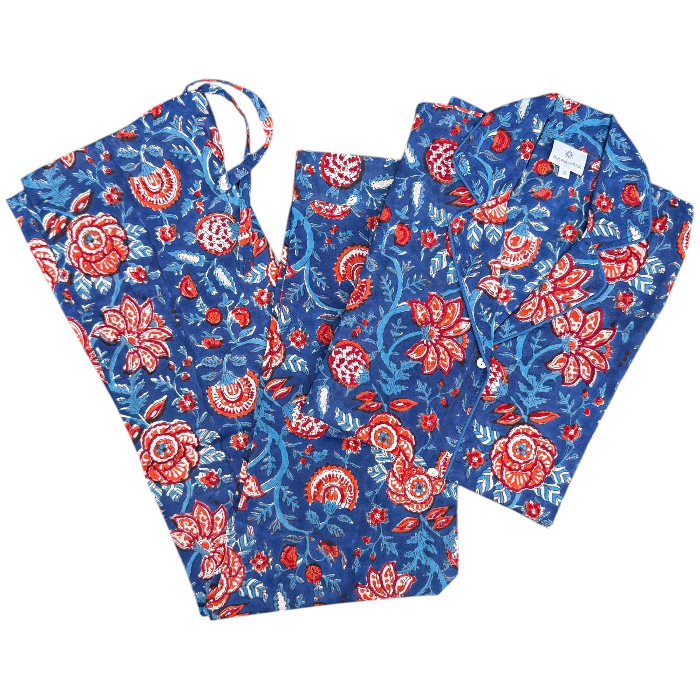 Bengaluru Blue Cotton Floral Pajamas Store Credit