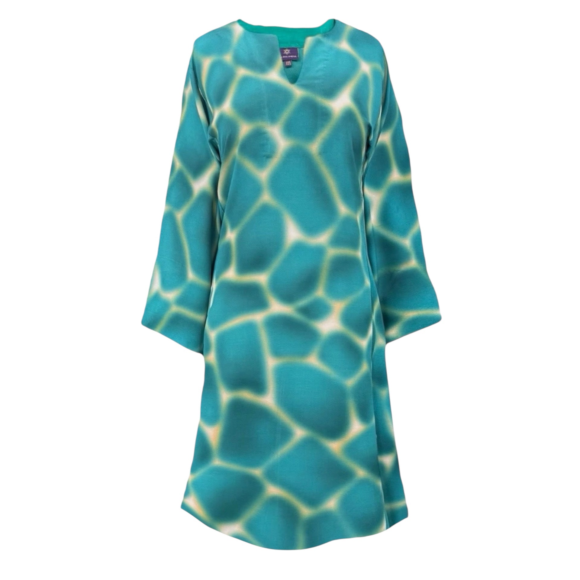 Zirafa Giraffa Teal Italian Silk Tunic
