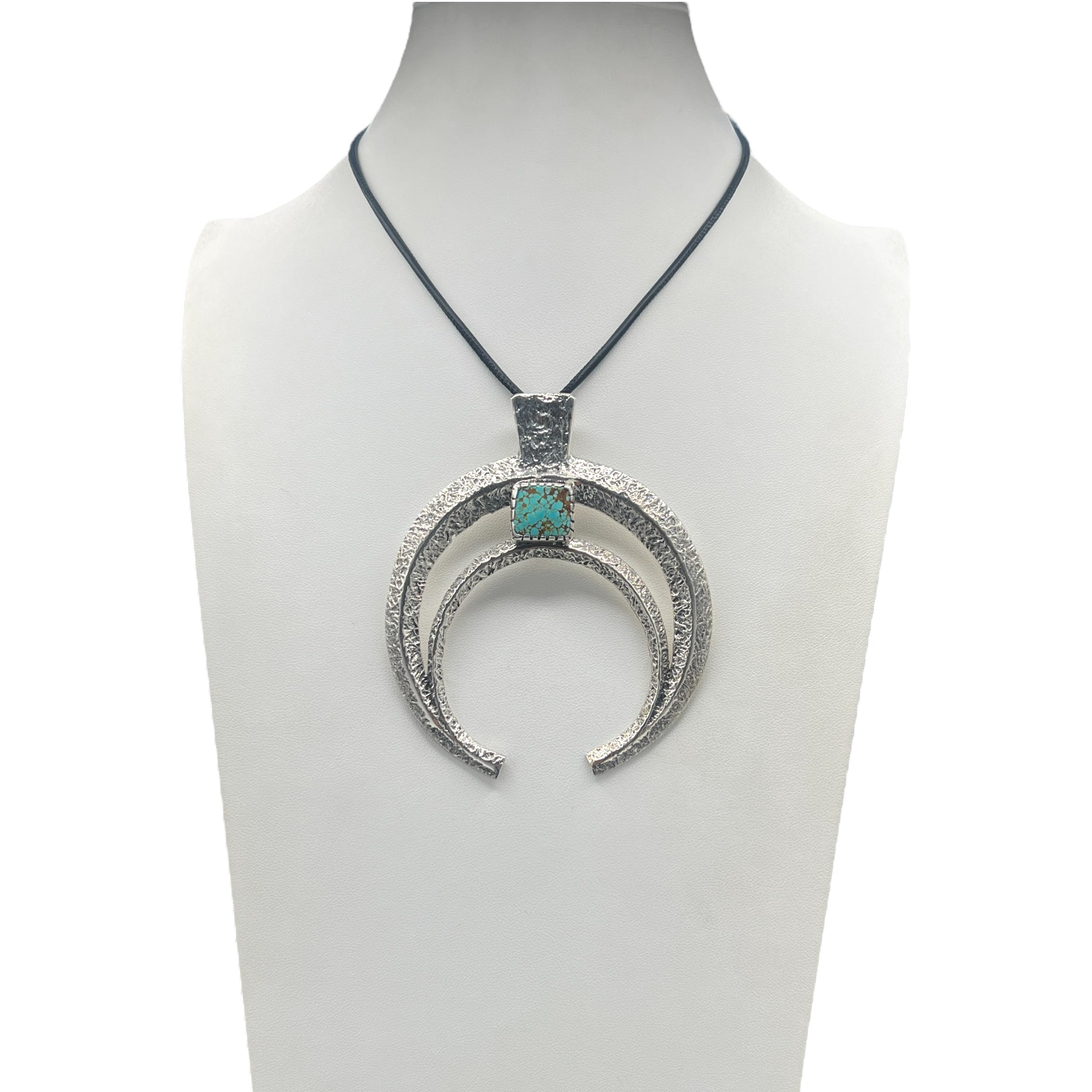 Navajo #8 Turquoise Silver Super Naja Necklace Tufa Cast