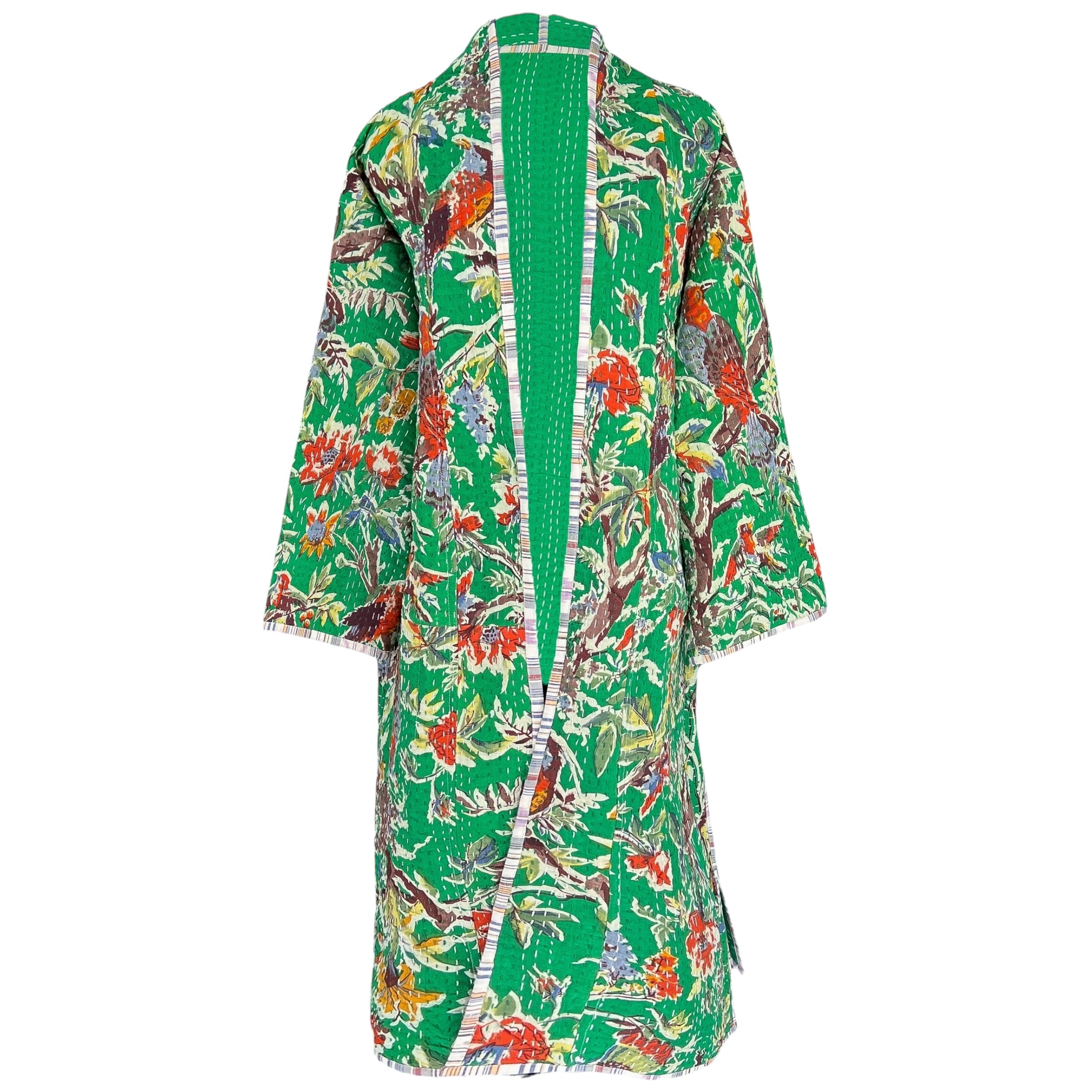 Gaya Green Cotton Kantha Coat One of a Kind