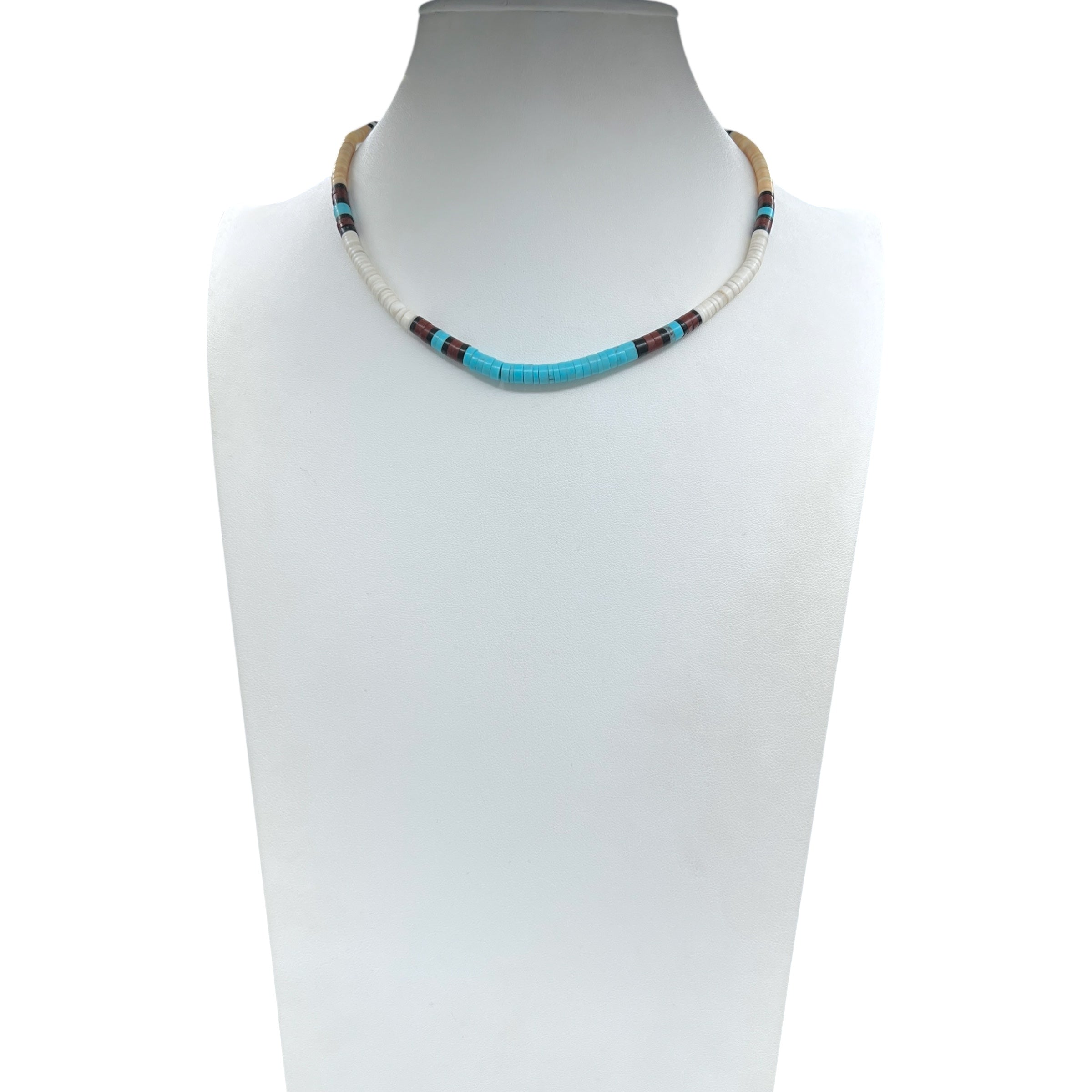 Vintage Heishi, Turquoise and Red Jasper Necklace  Santo Domingo