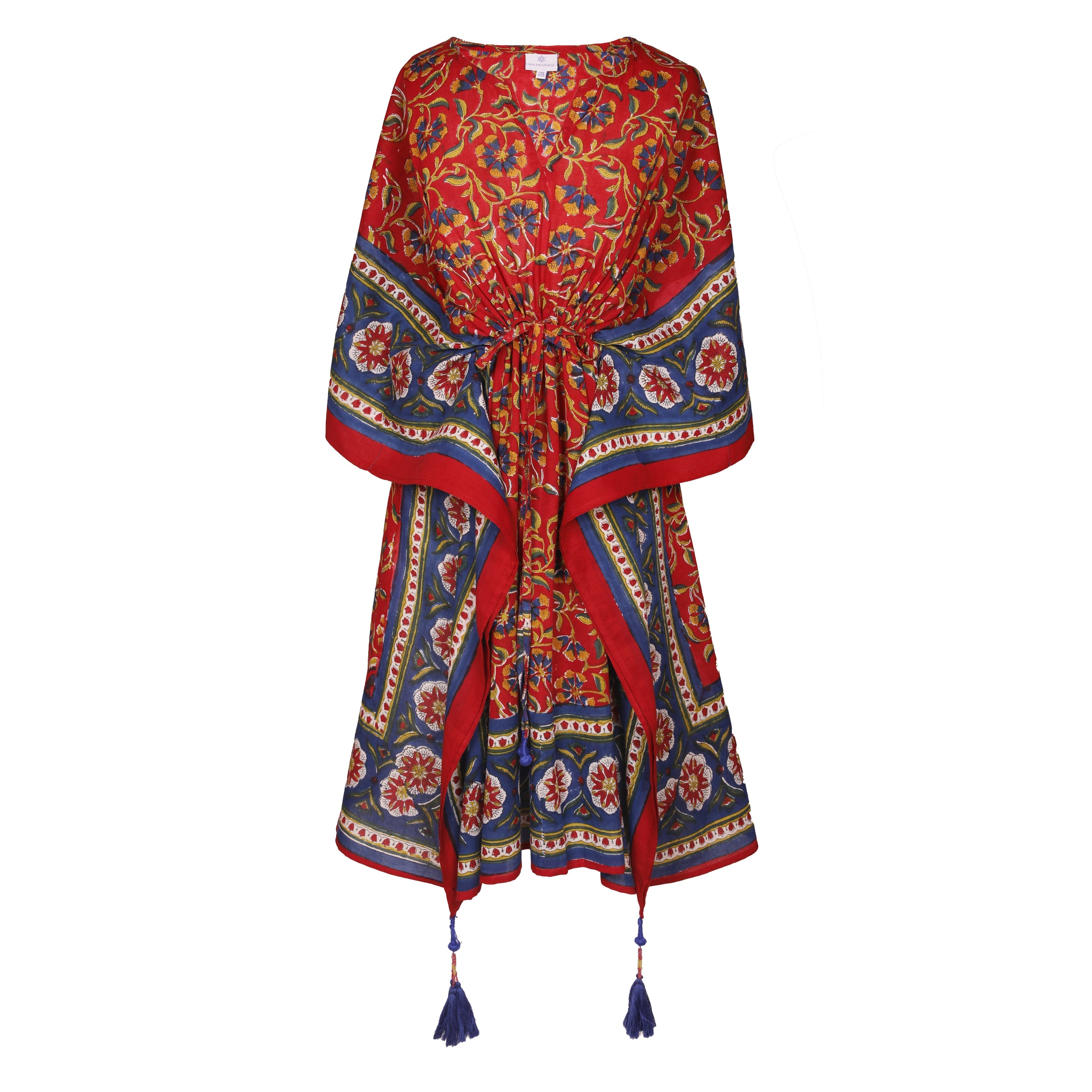 Vesuvio Red Midi Kaftan Dress