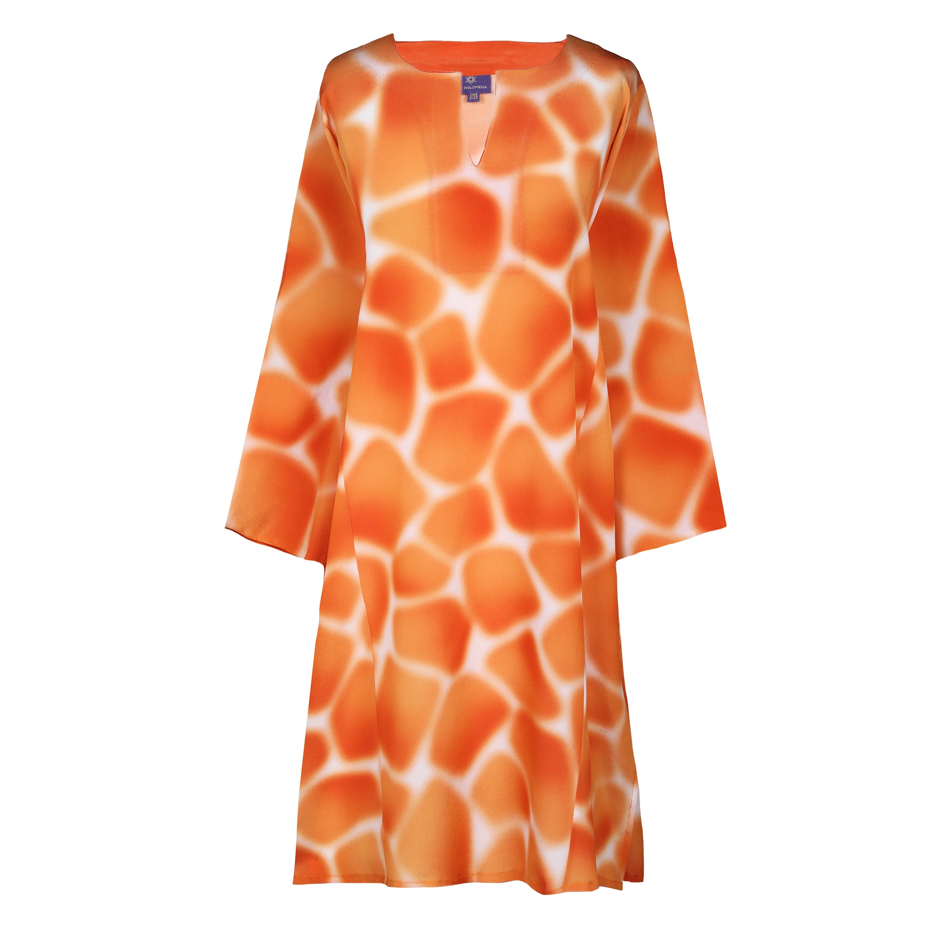 Zirafa Giraffa Orange Italian Silk Tunic