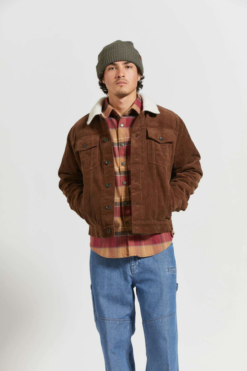 Cable Sherpa Lined Trucker Jacket - Pinecone Brown