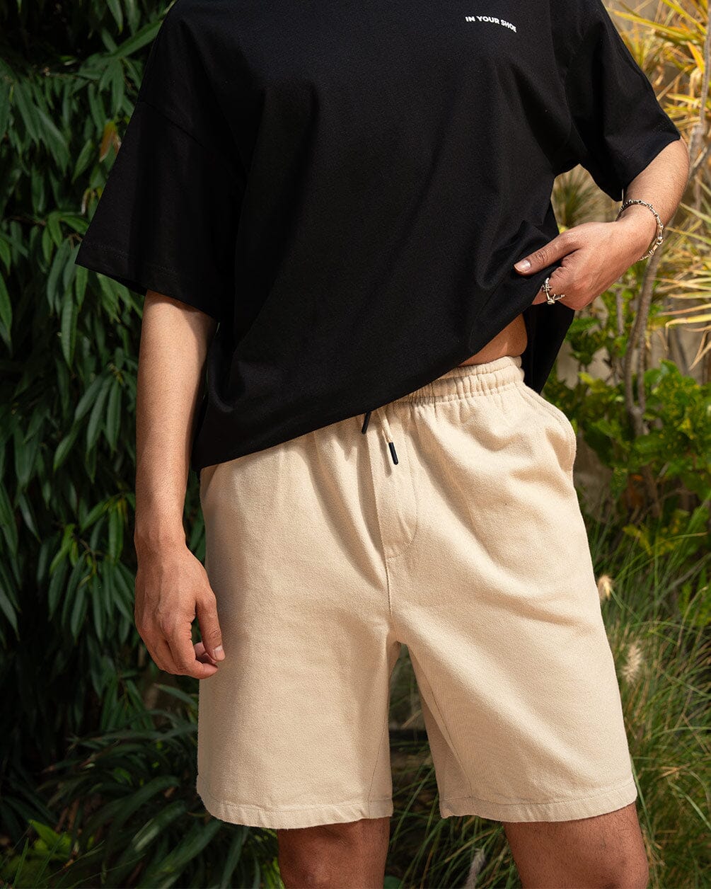 Beige Gabardine Shorts