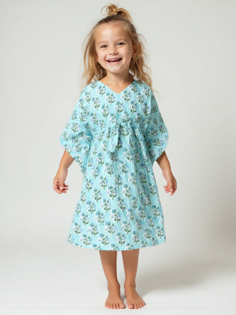 Bellino Blue Kids Cotton Kaftan Dress Store Credit
