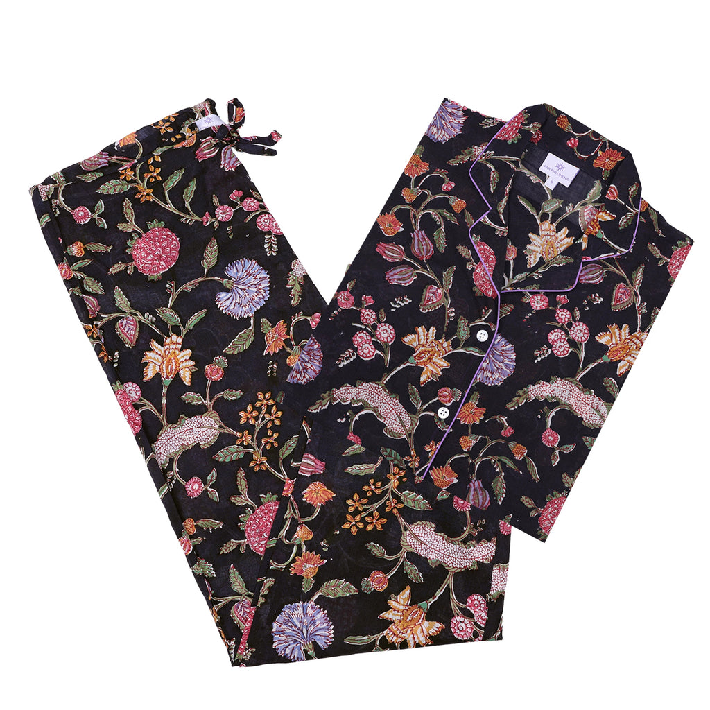 Black Beauty Floral Pajama Long Sleeve