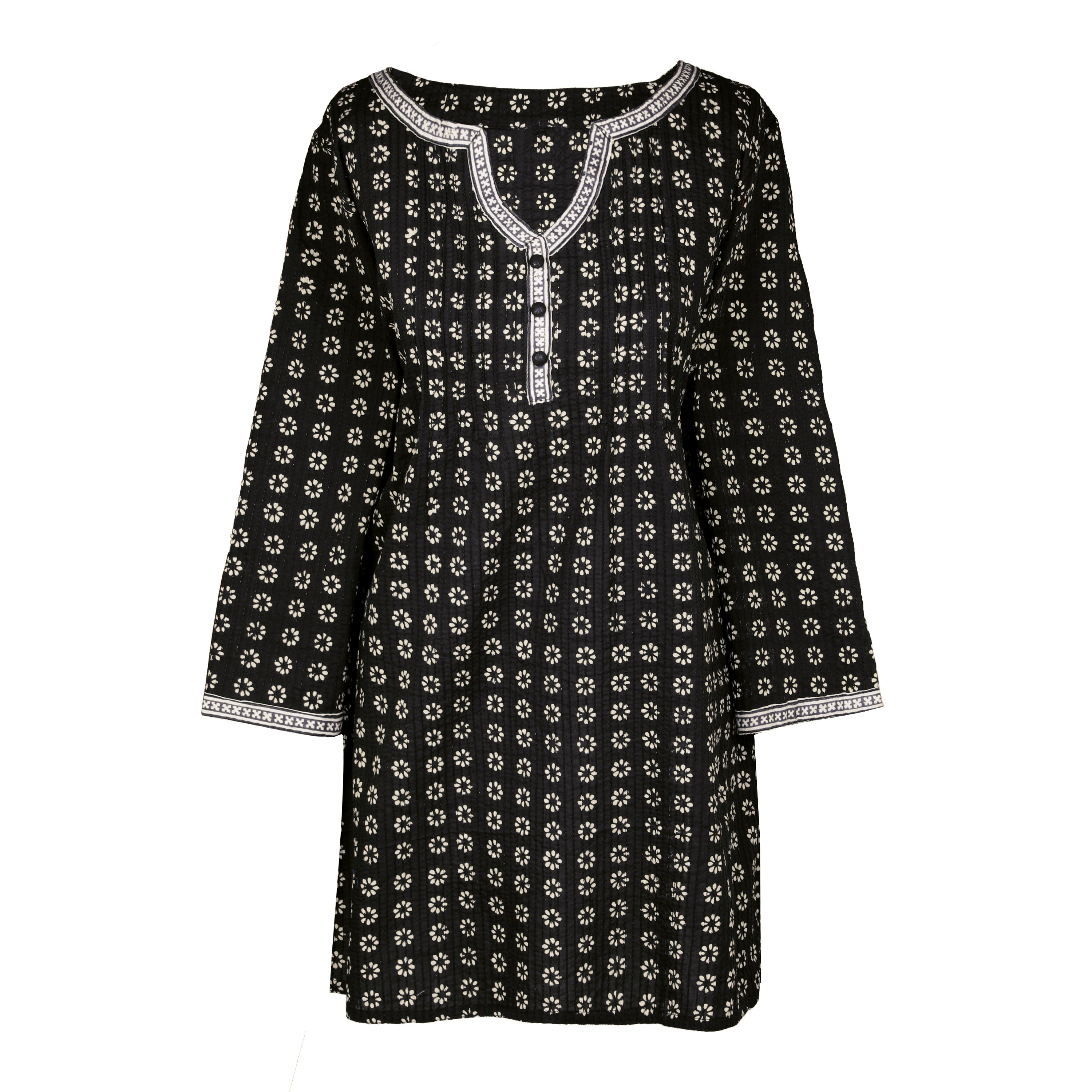 Manisha Black Floral Cotton Tunic