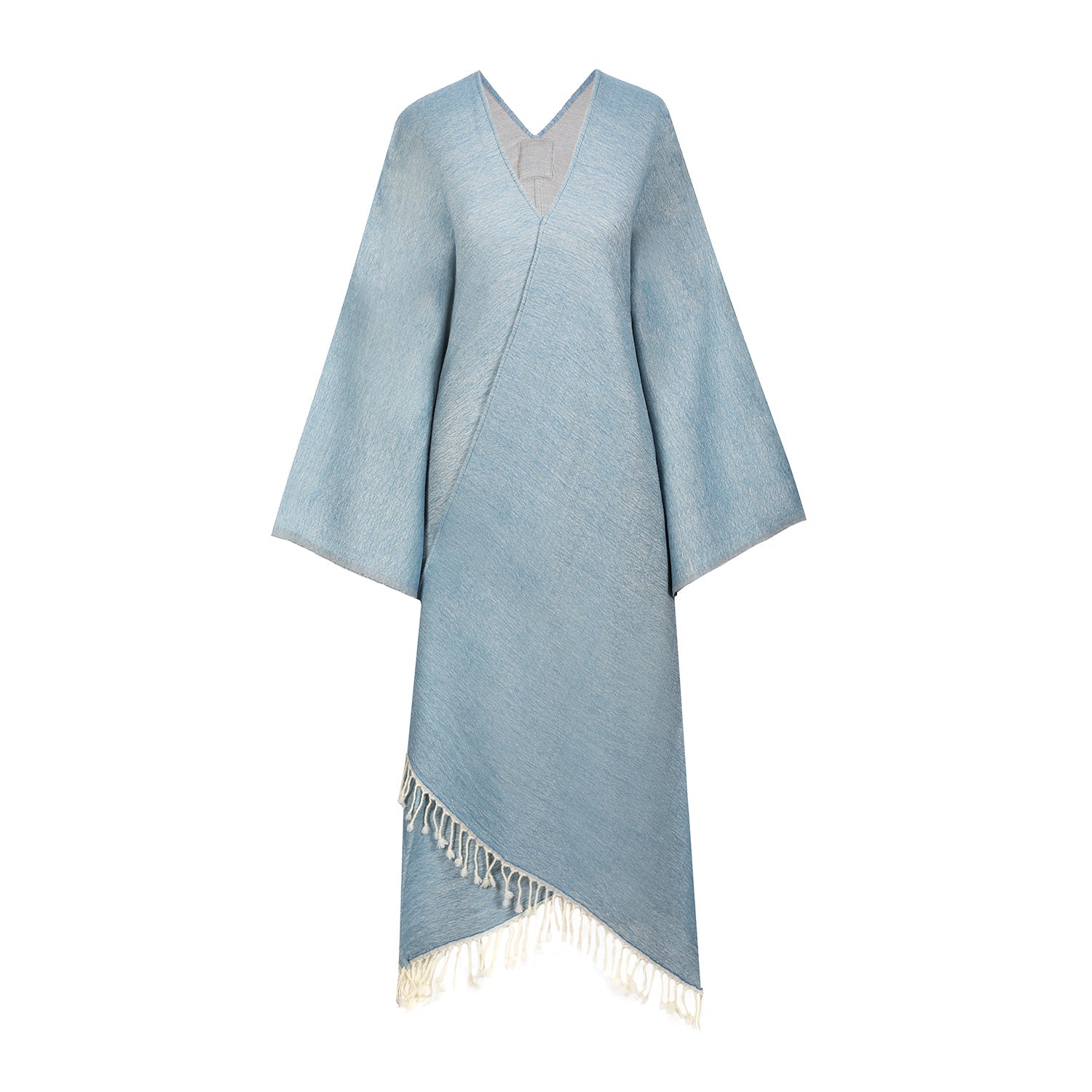 Bluette\/Beige Boiled Wool Kimono Coat Reversible