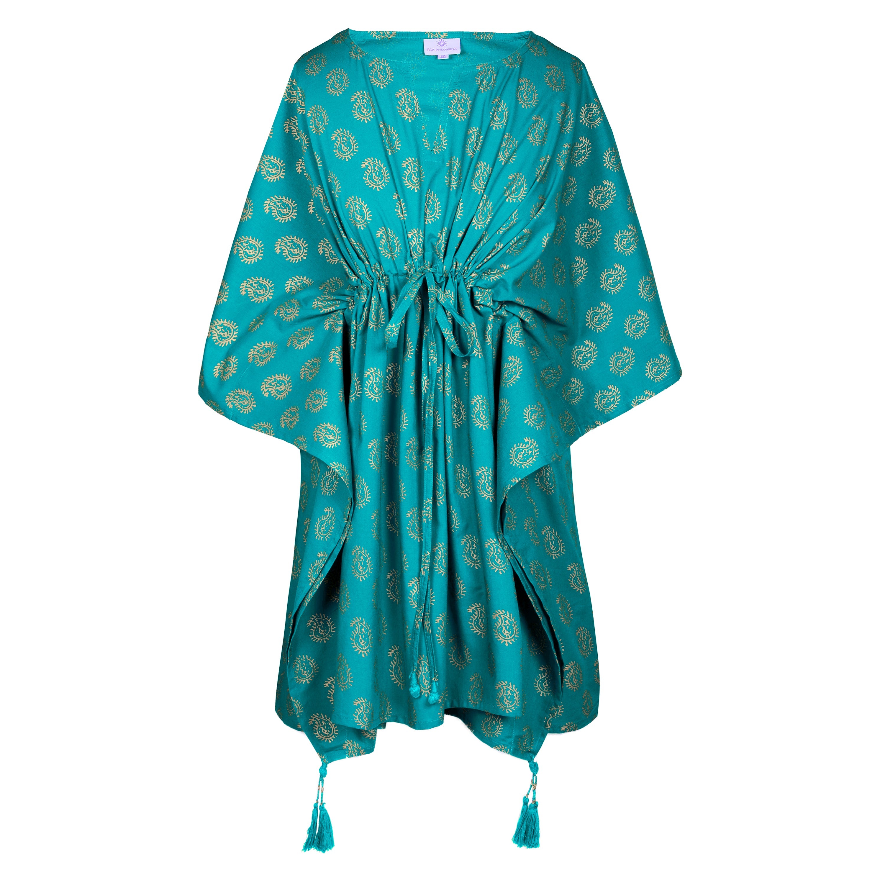 Meera Turquoise Paisley Short Kaftan