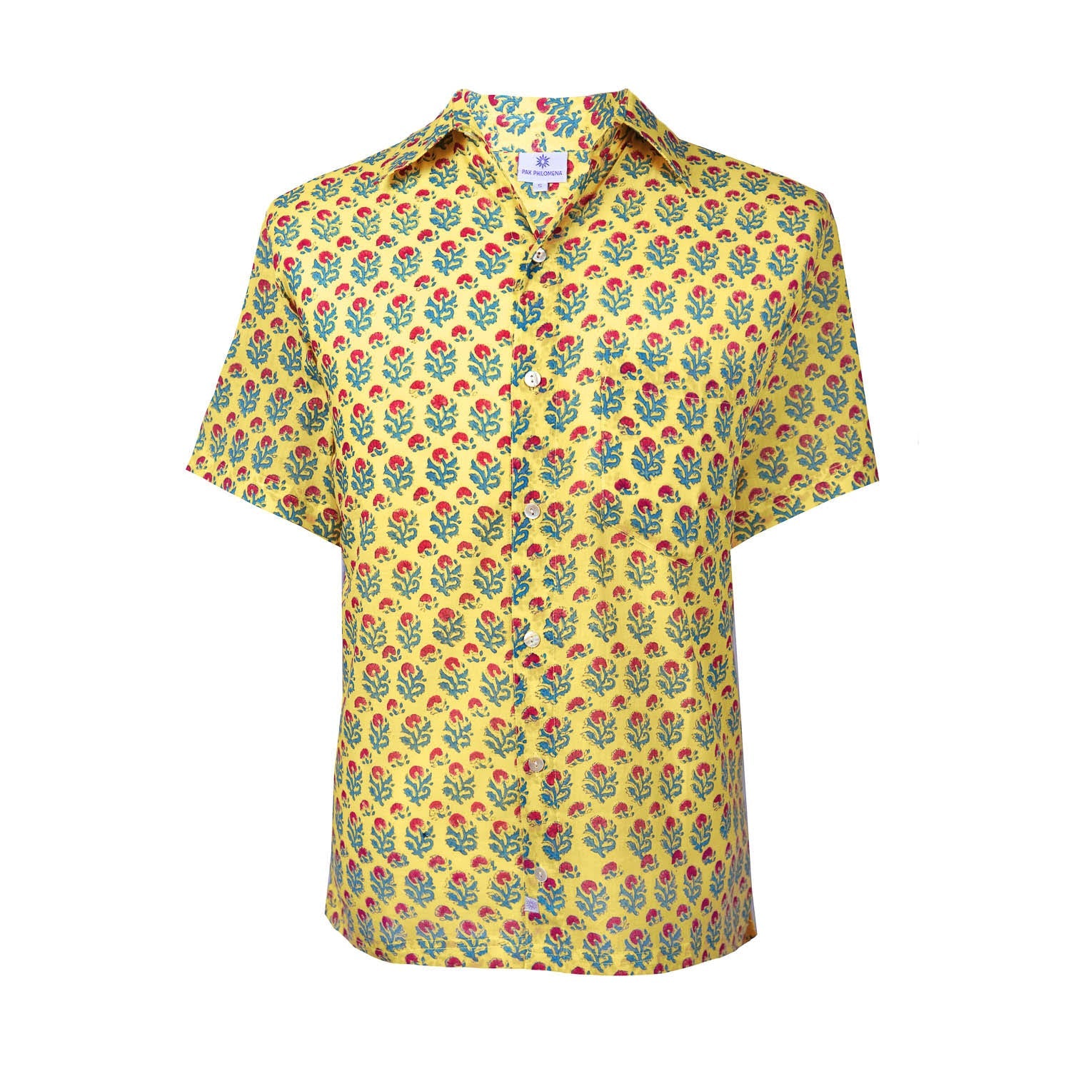 Jaipur Yellow Short Sleeve Men's Button Up Shirt